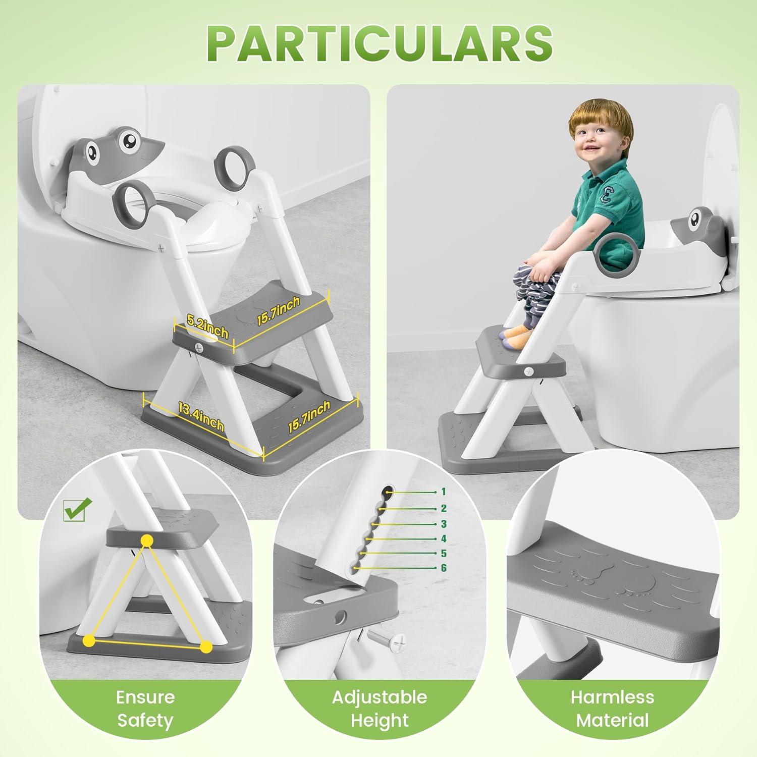 Asiento de Inodoro Entrenamiento COOSEYA 2 en 1 Gris Ovalado