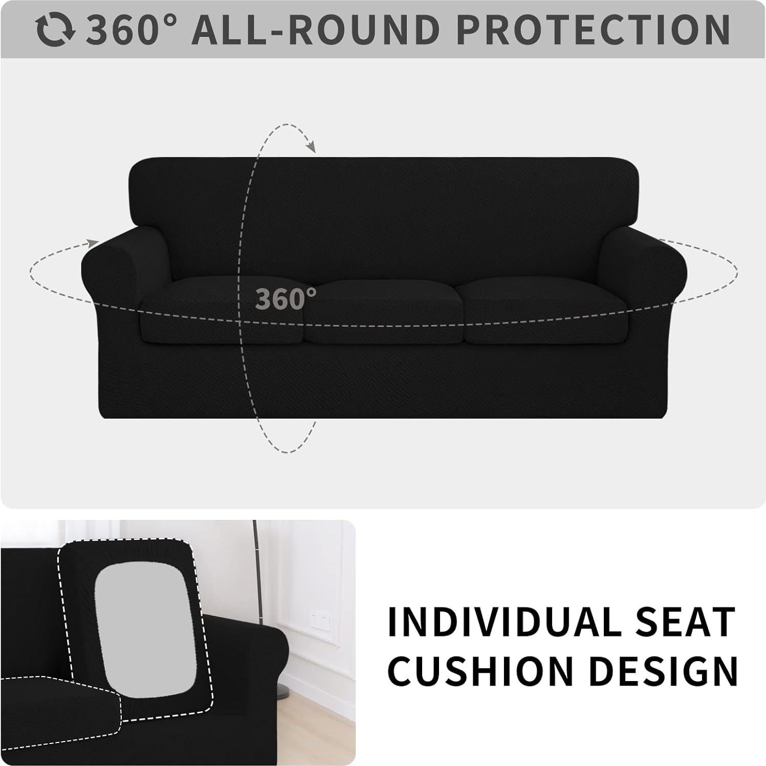 Funda de Sofá ISSUNTEX Negra Elástica para Silla y Cojín