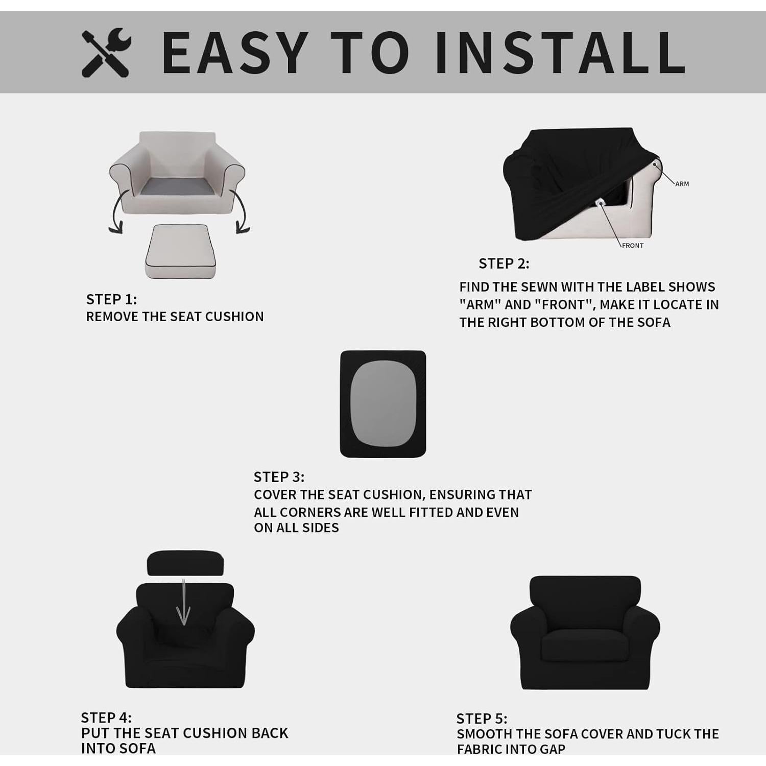 Funda de Sofá ISSUNTEX Negra Elástica para Silla y Cojín