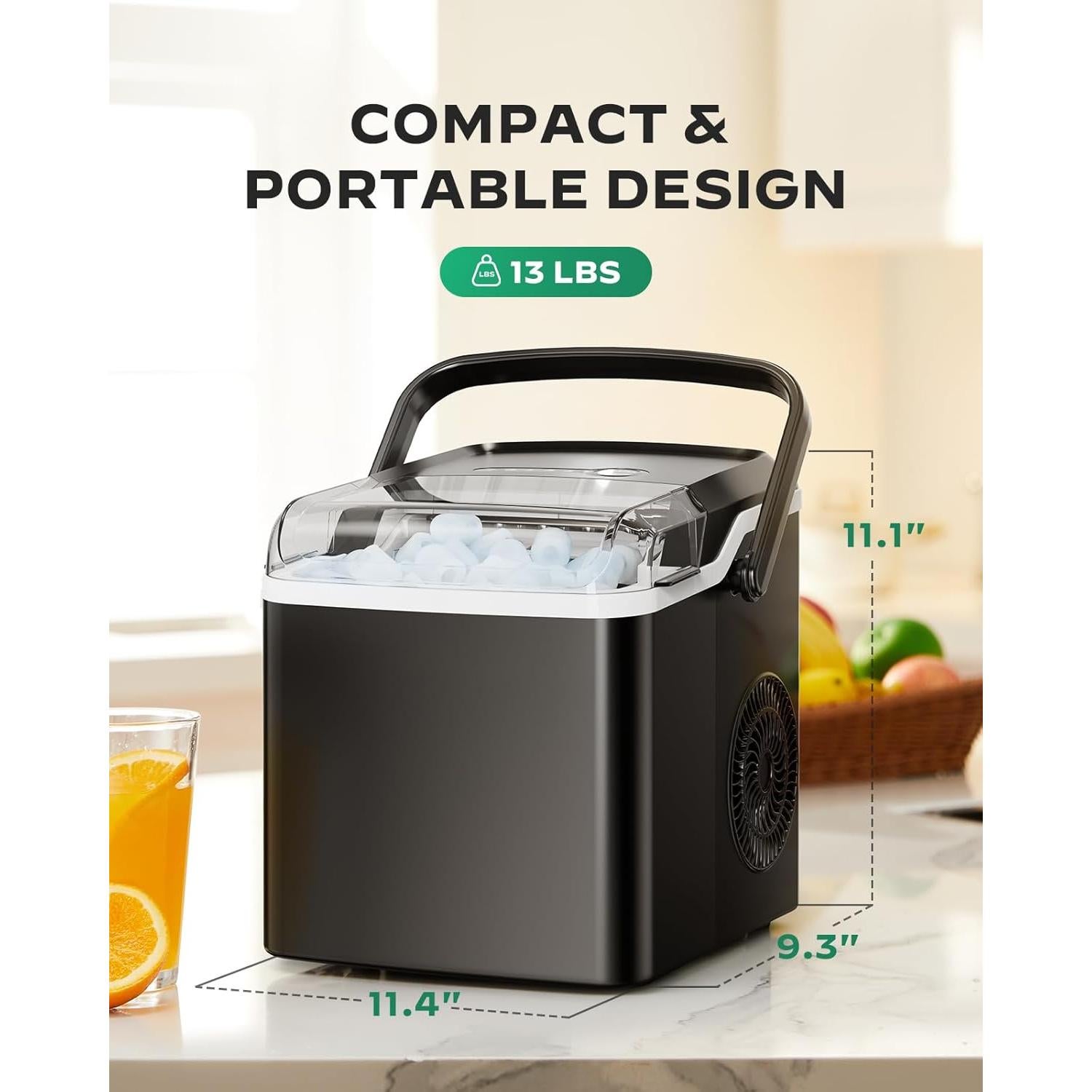 Máquina de Hielo Silonn SLIM25B - 9 Cubos en 6 Minutos