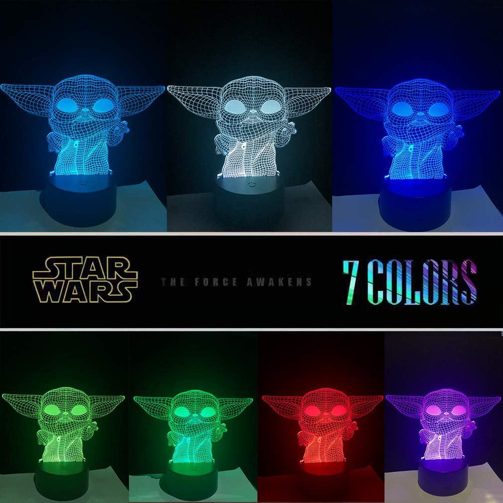 Lámpara 3D Star Wars Manco - Baby Yoda, Darth Vader, 16 Colores