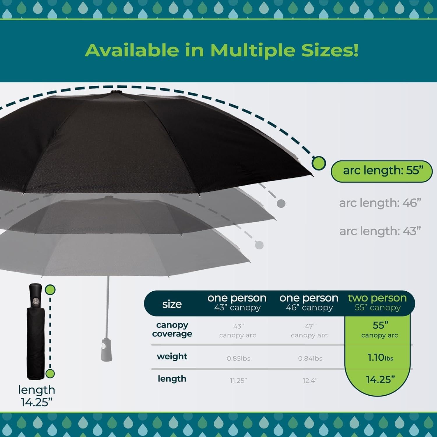 Paraguas Plegable Totes Inbrella Automático Compacto Negro