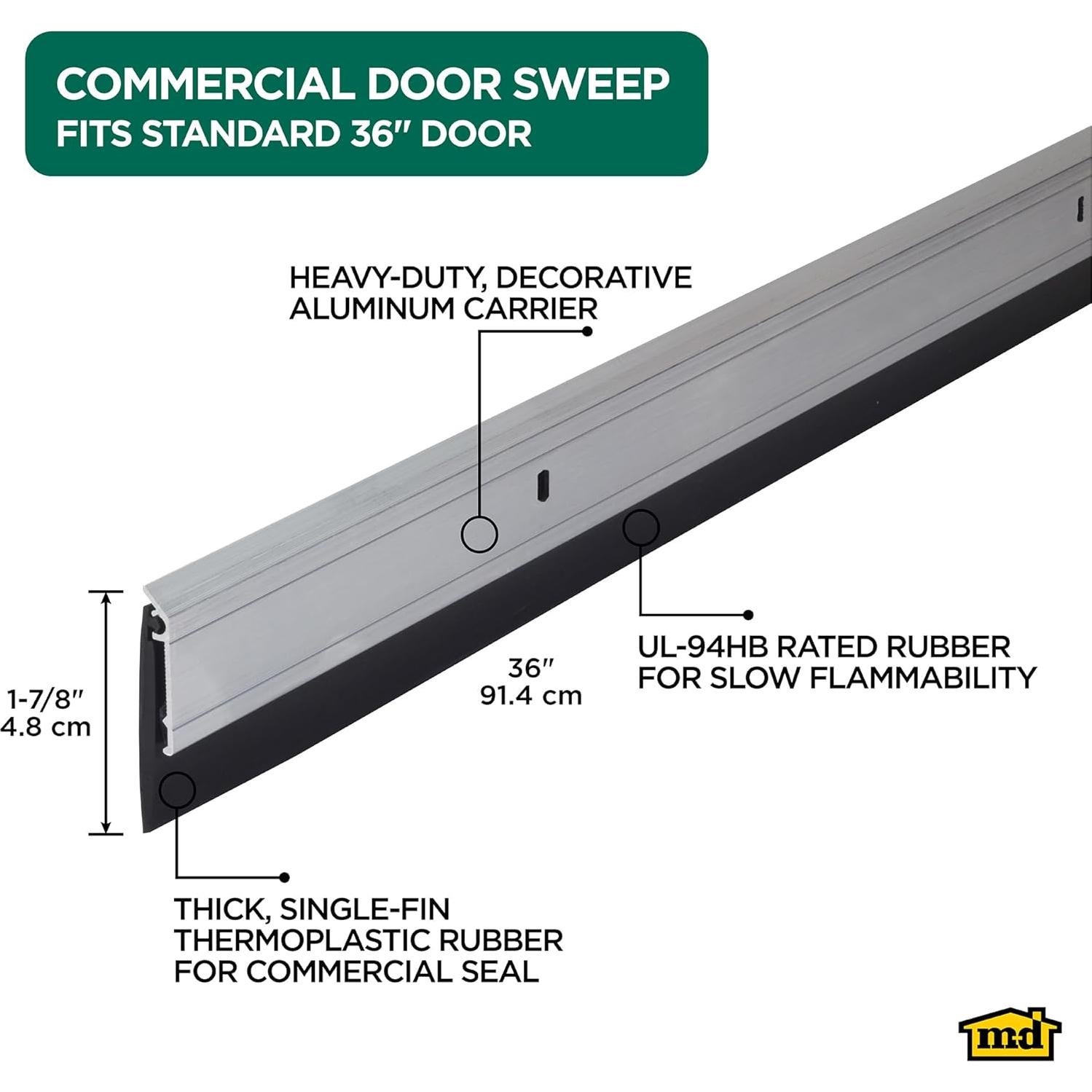 Barrera de Puerta M-D 68247 Aluminio 91.44 cm Plata