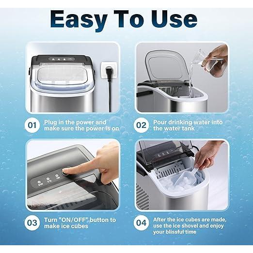 Máquina de Hielo Simple Deluxe 9 Cubos en 6 Min, Plata