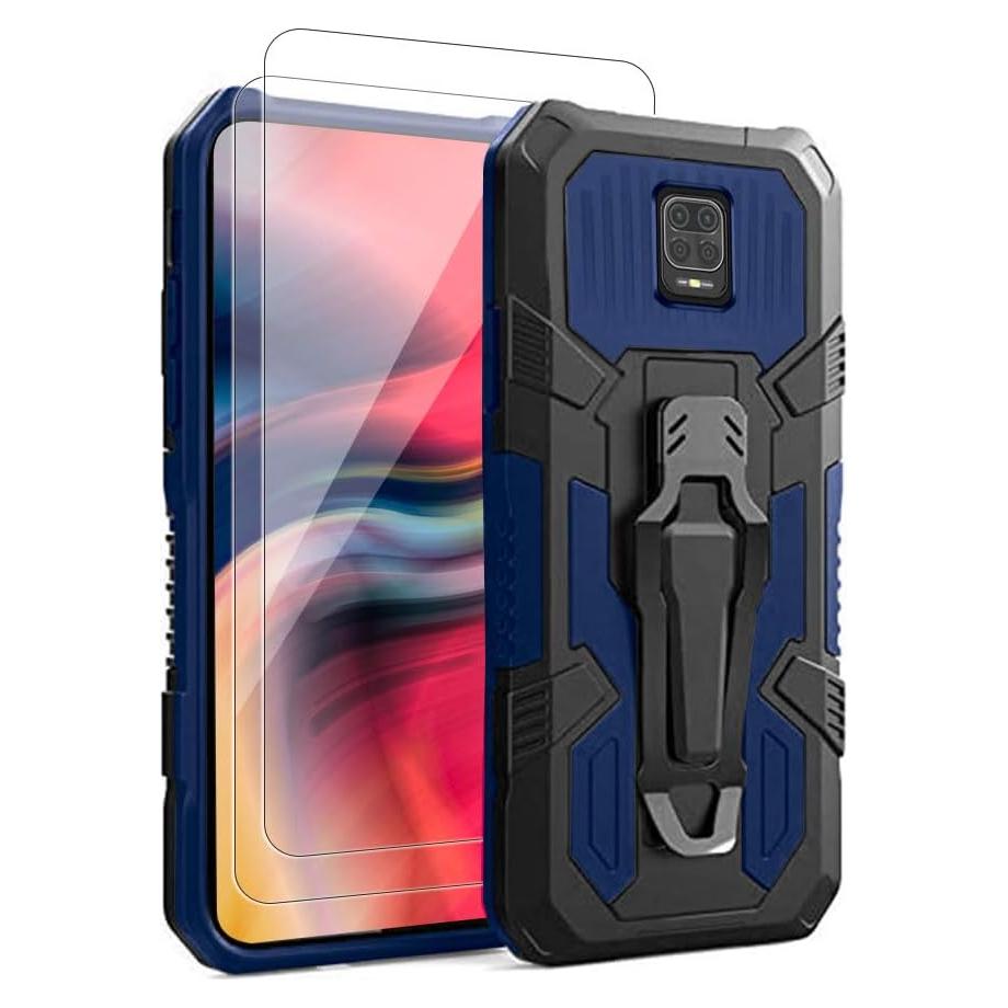 Funda Bumper Azul para Xiaomi Redmi Note 9S/9 Pro con Protector