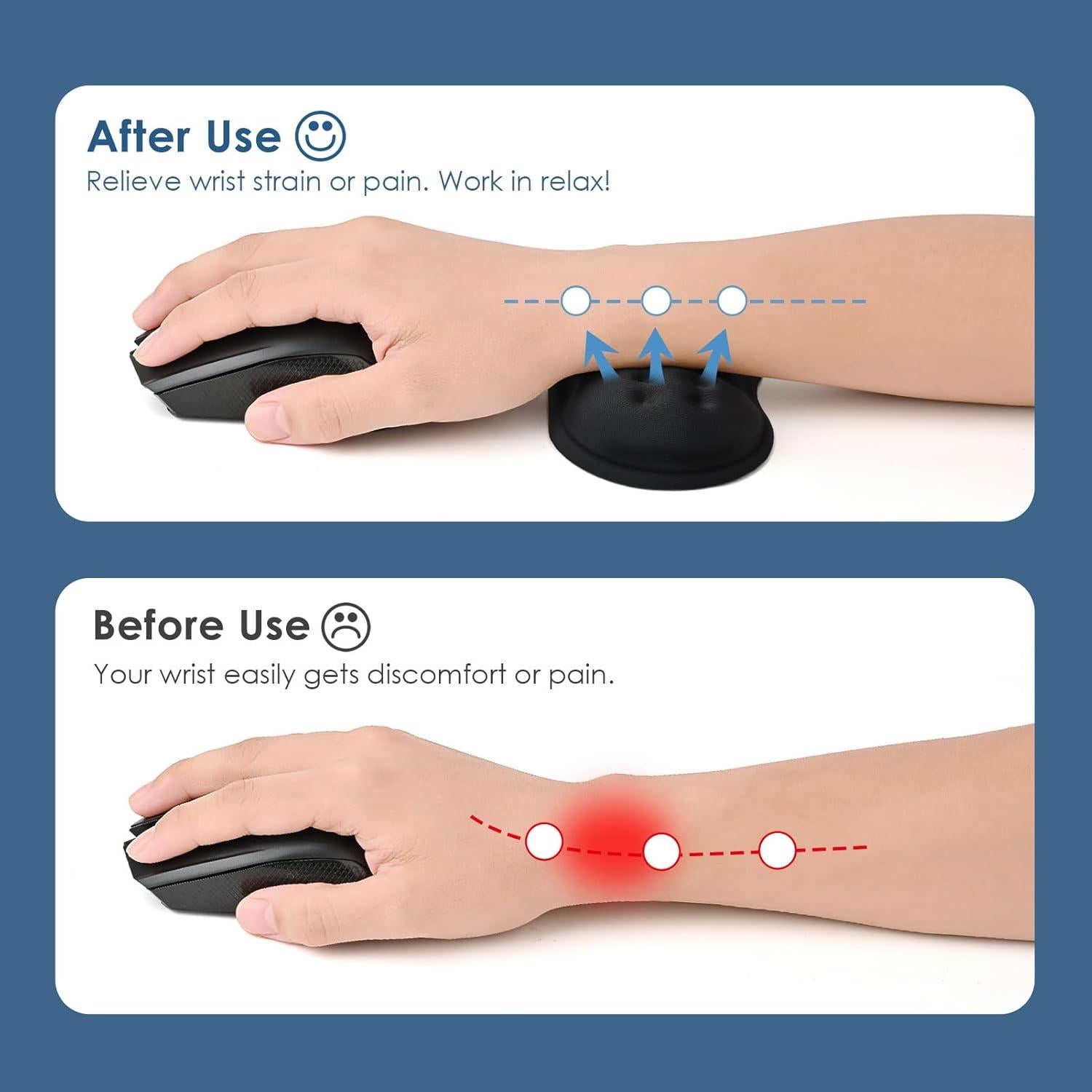 Reposamuñecas Ergonómico Vankey con Espuma Viscoelástica Negro