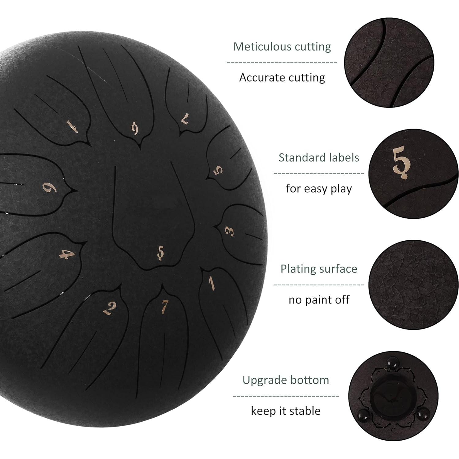 Tambor de Lengua de Acero 30 cm LOMUTY 11 Notas para Meditación