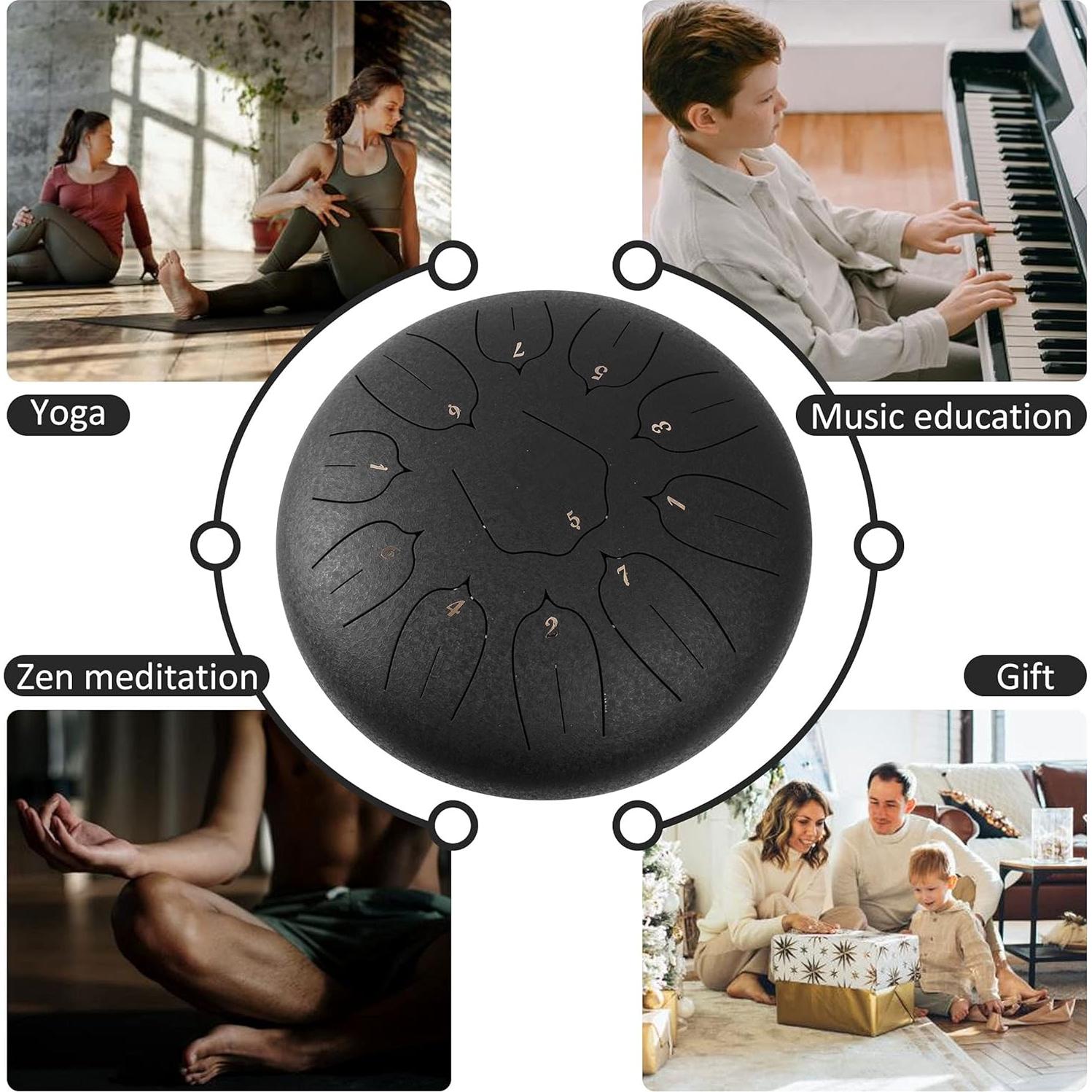 Tambor de Lengua de Acero 30 cm LOMUTY 11 Notas para Meditación
