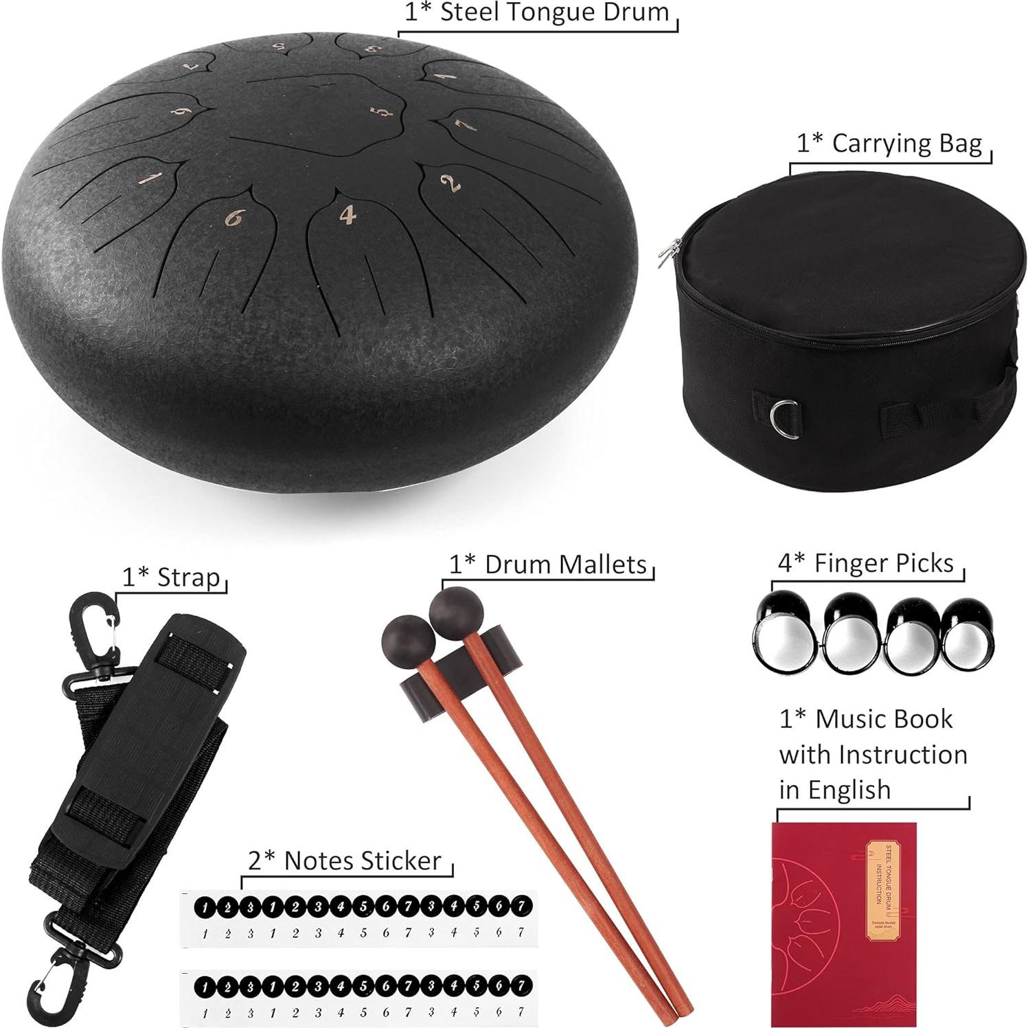 Tambor de Lengua de Acero 30 cm LOMUTY 11 Notas para Meditación