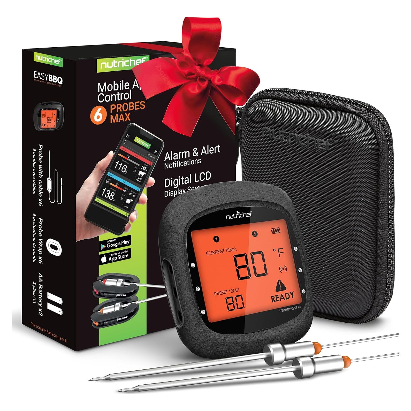 Termómetro BBQ Bluetooth NutriChef con 2 Probes y Funda