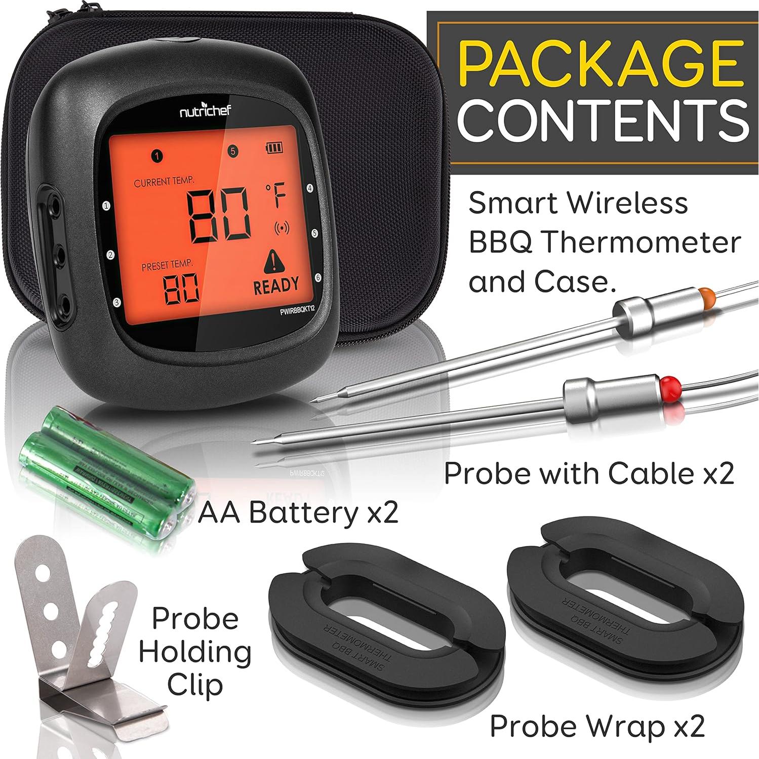 Termómetro BBQ Bluetooth NutriChef con 2 Probes y Funda