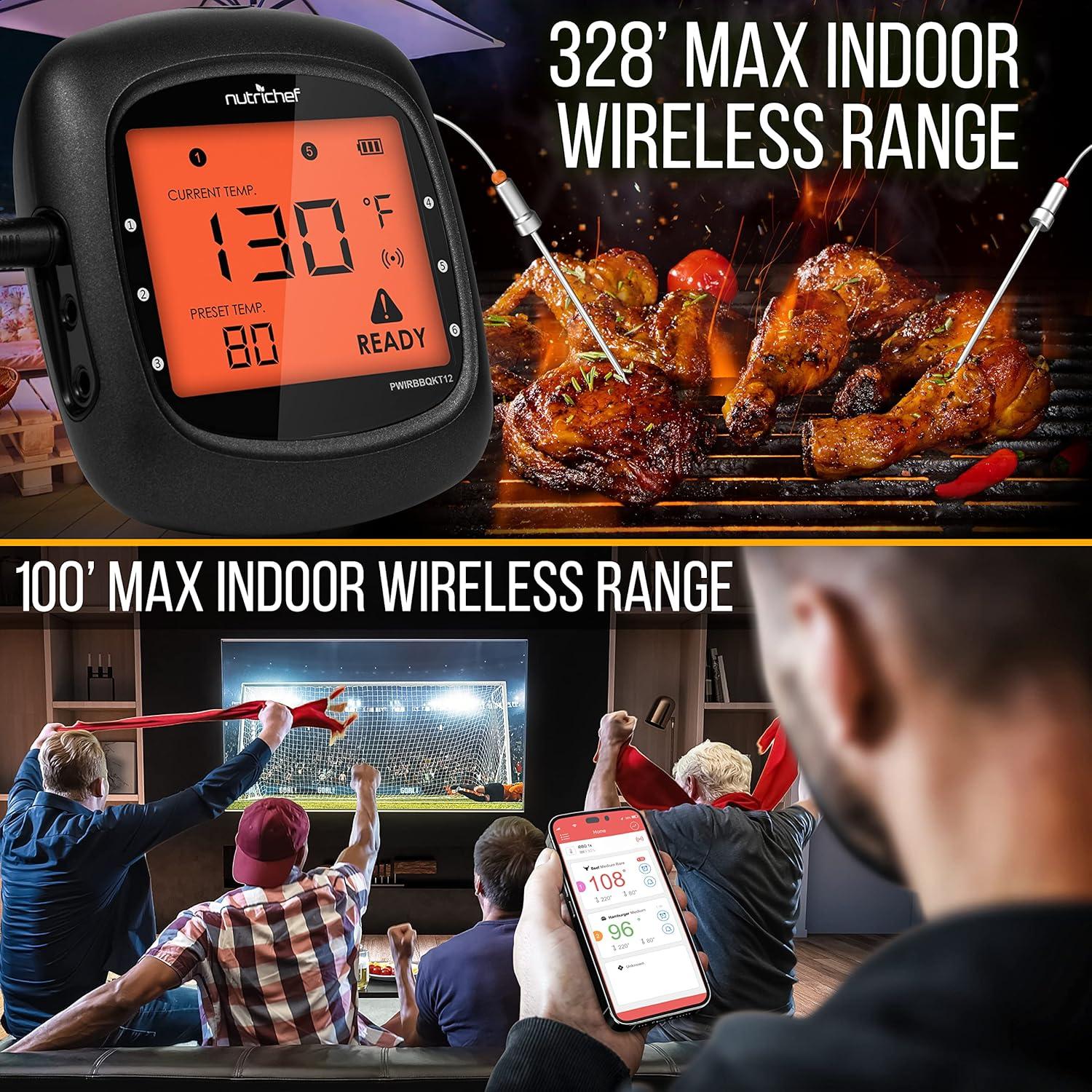 Termómetro BBQ Bluetooth NutriChef con 2 Probes y Funda