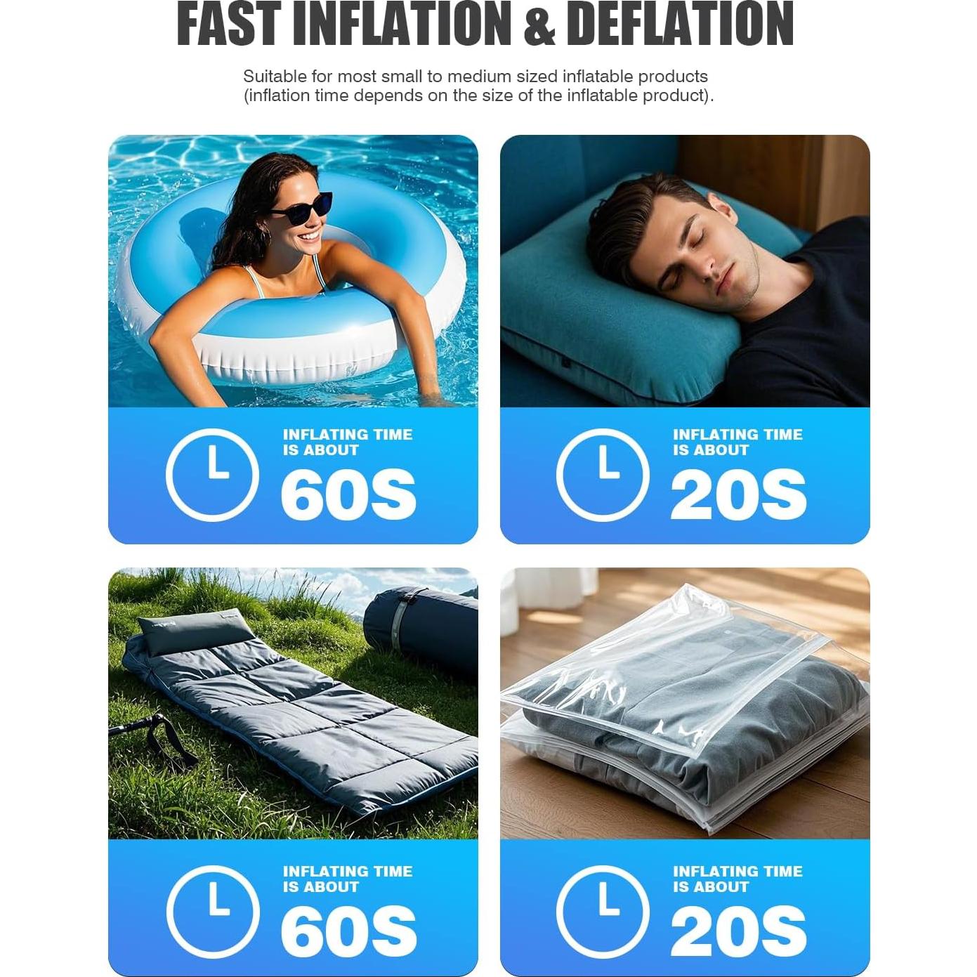 Bomba de Aire Portátil Puligoth 1600mAh con Luz Camping