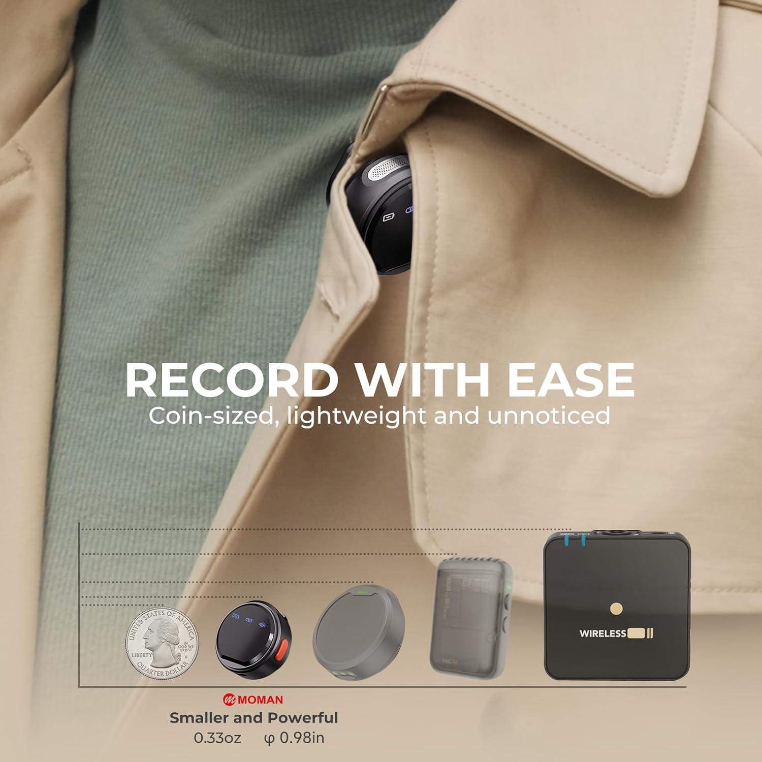 Micrófono Lavalier Inalámbrico Moman MP-BMC1M-BK para iPhone/Android