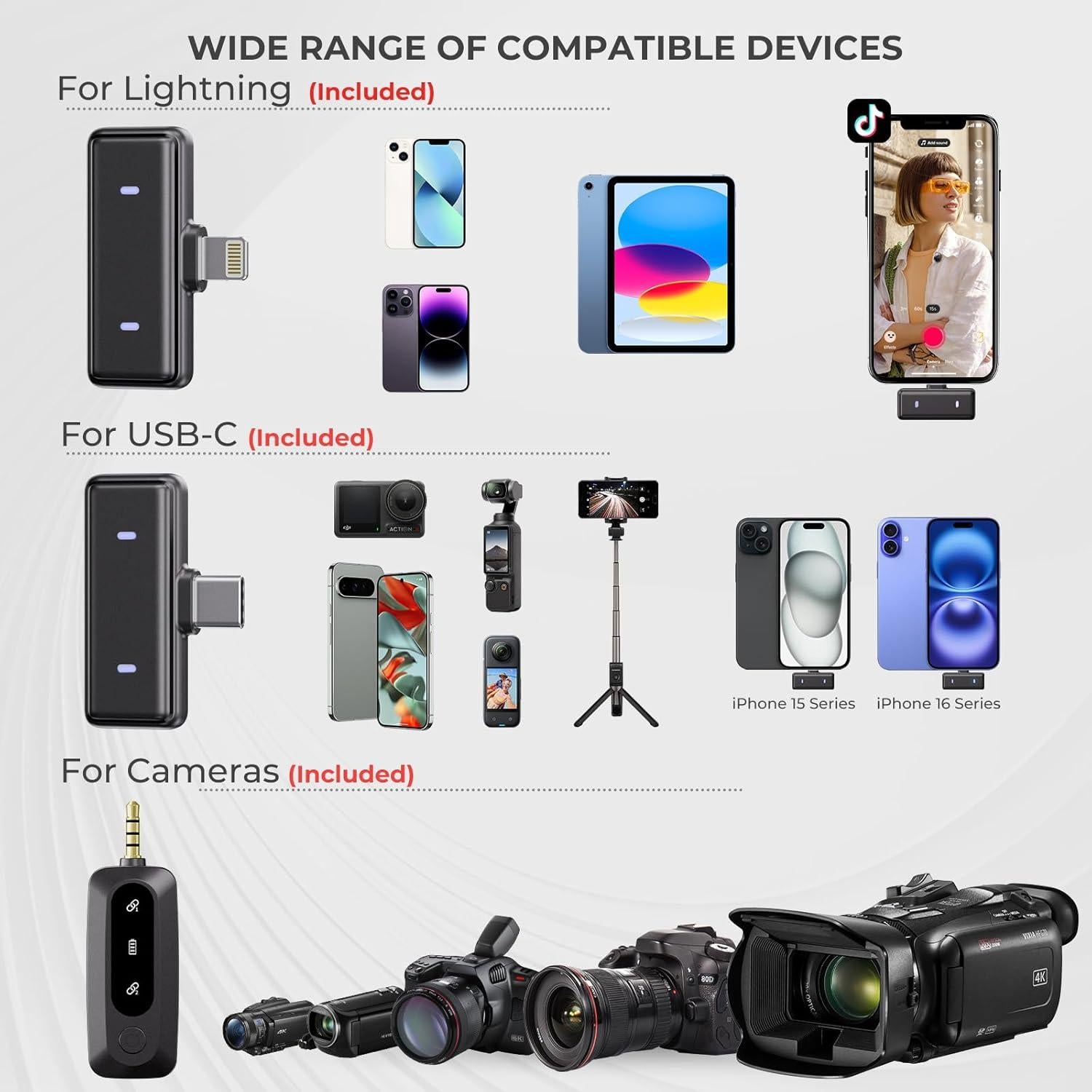 Micrófono Lavalier Inalámbrico Moman MP-BMC1M-BK para iPhone/Android