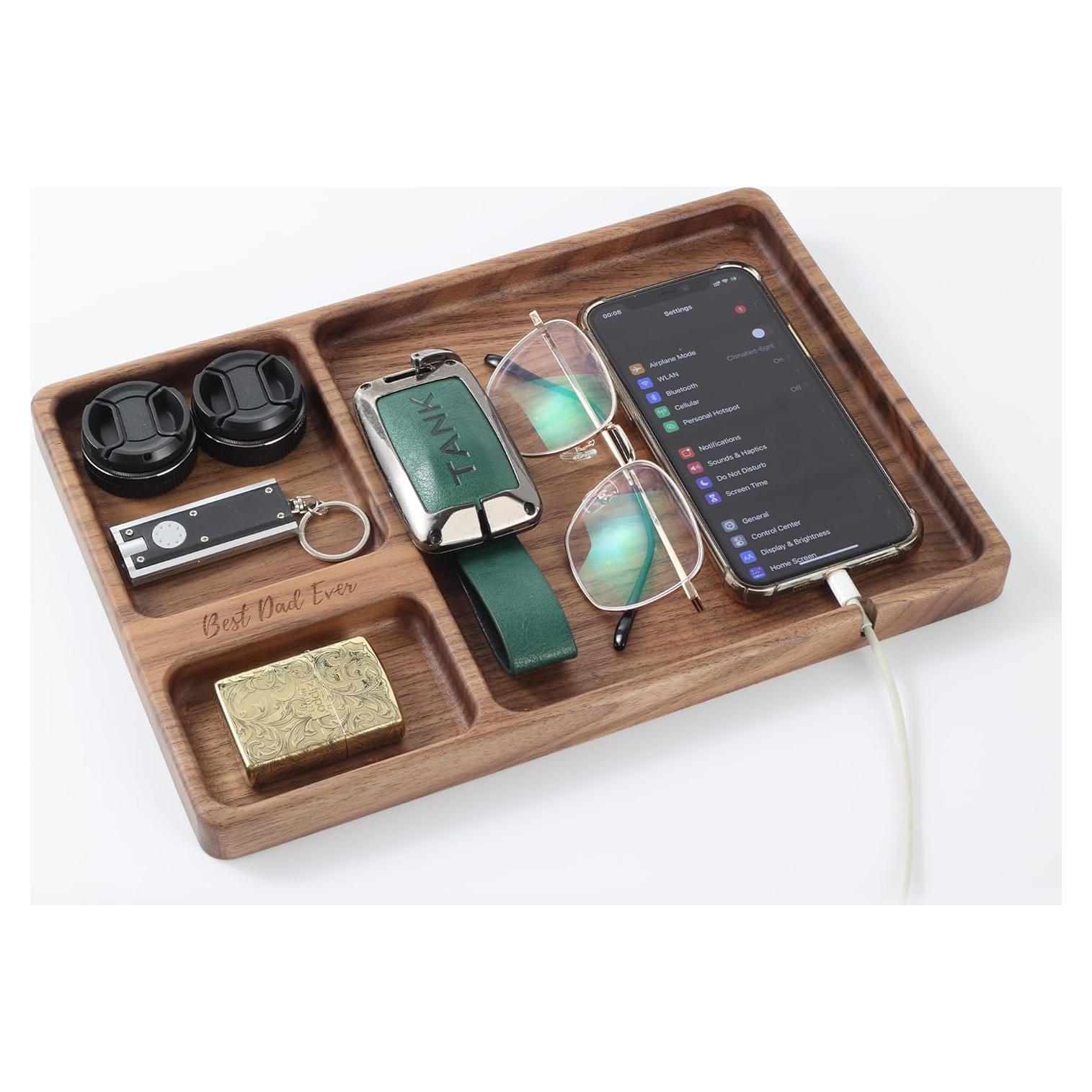 Bandeja de Valet SEEDWAVE de Madera de Nogal para Papá