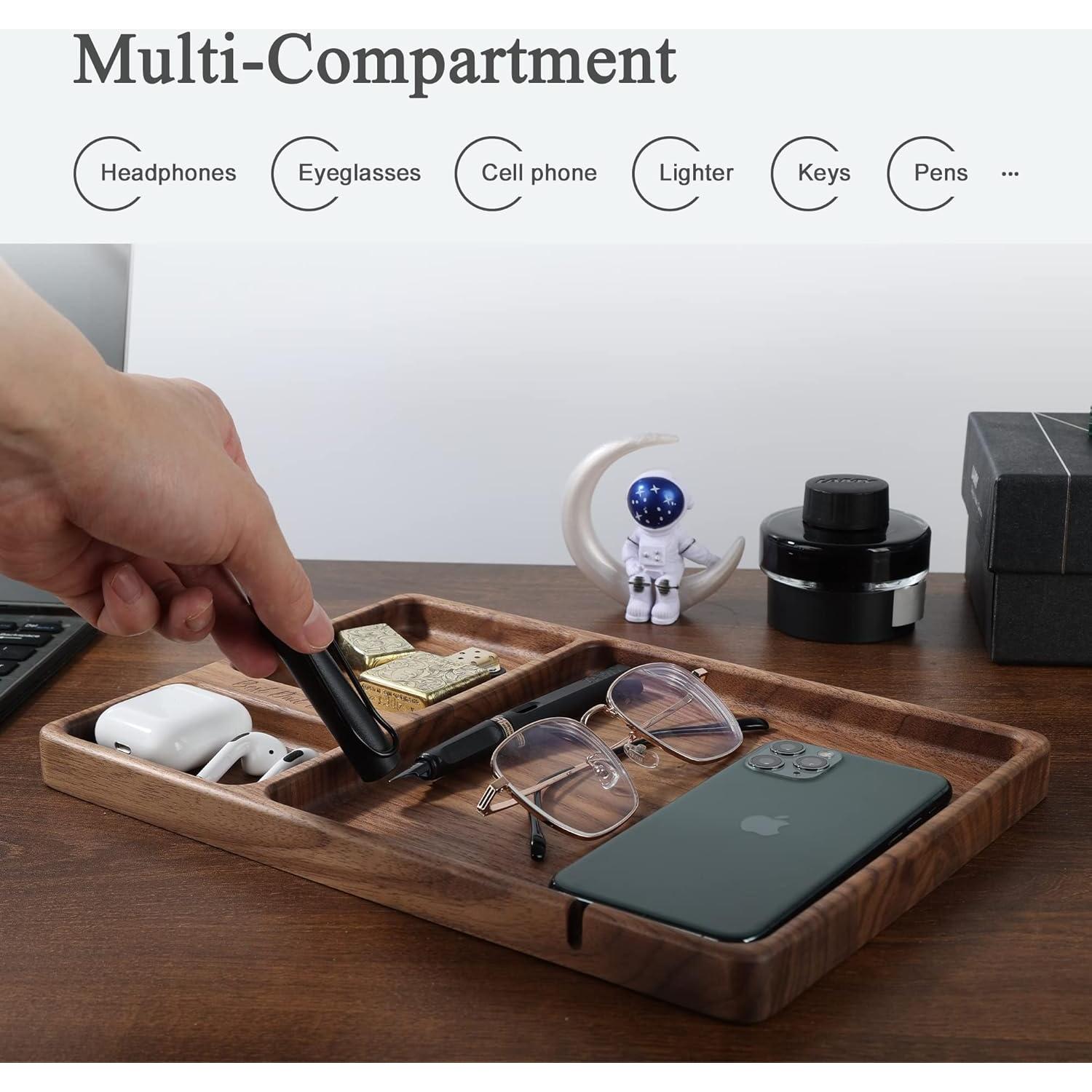 Bandeja de Valet SEEDWAVE de Madera de Nogal para Papá