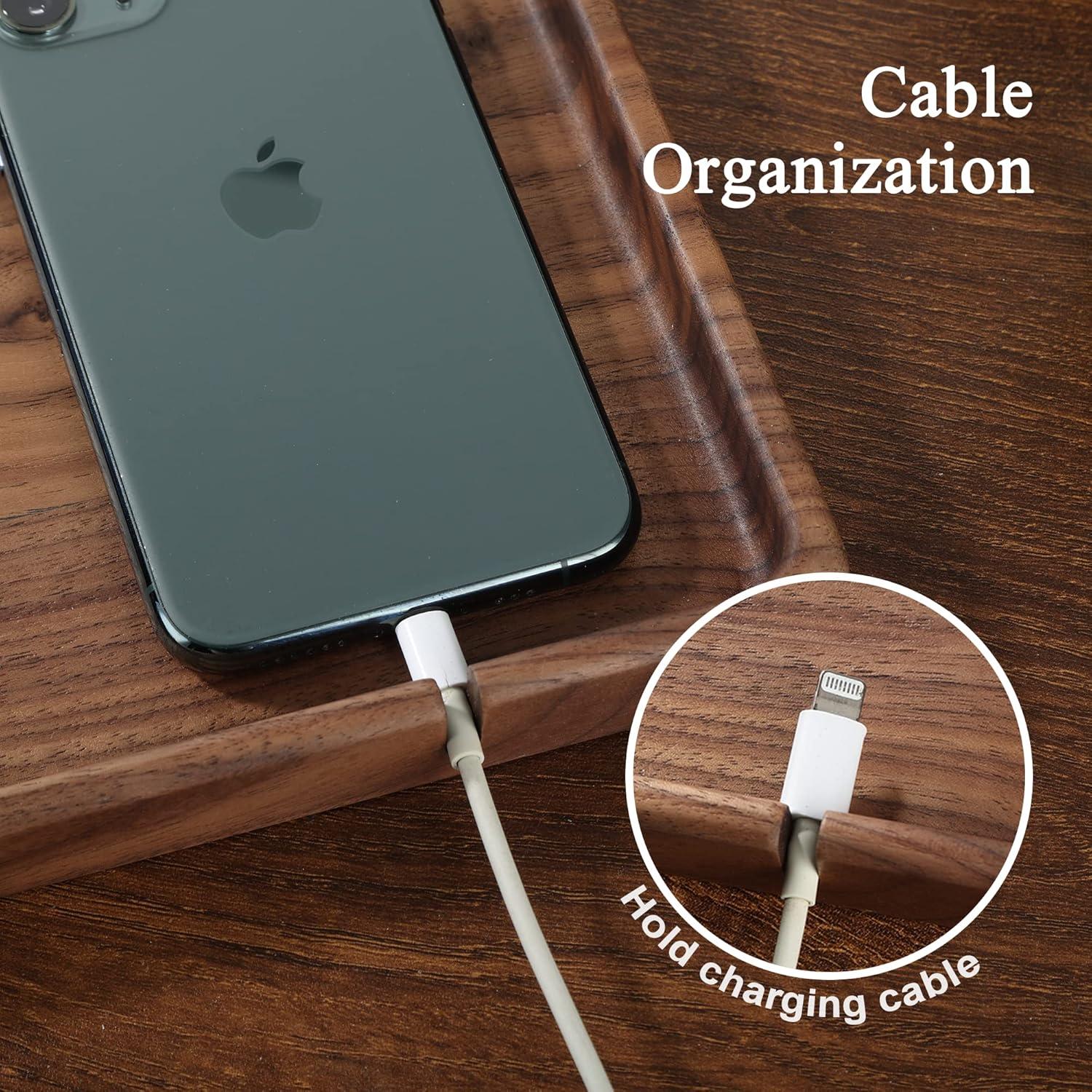 Bandeja de Valet SEEDWAVE de Madera de Nogal para Papá