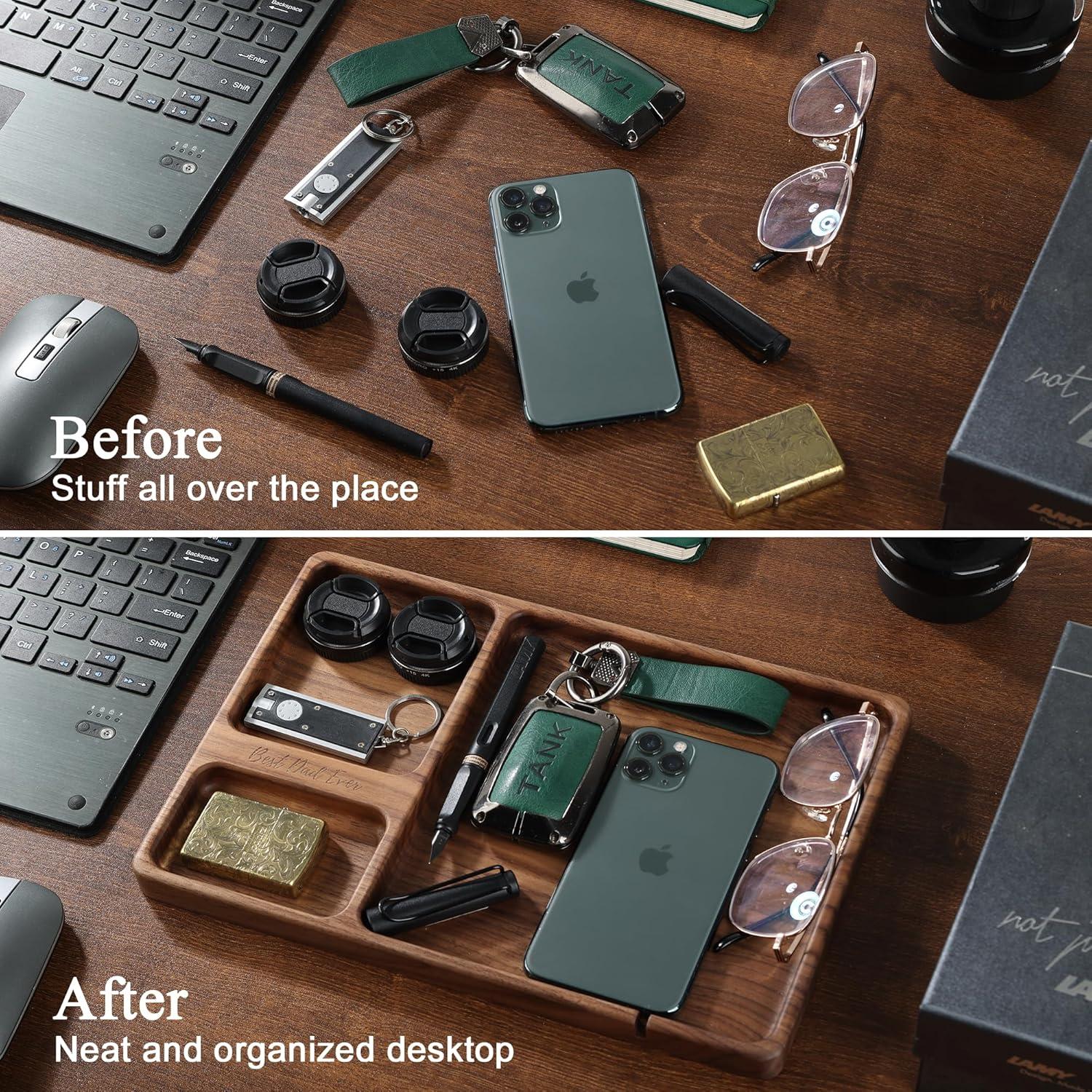 Bandeja de Valet SEEDWAVE de Madera de Nogal para Papá