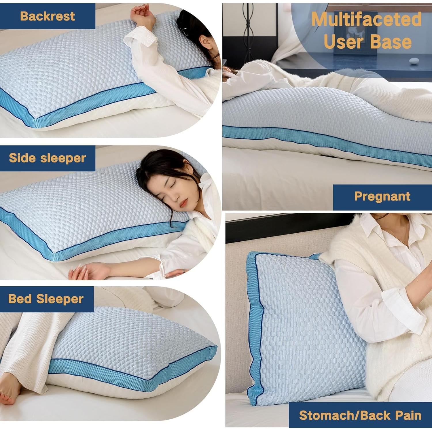 Almohada Corporal Enfriadora YZ HOME 50x137 cm Azul Ajustable