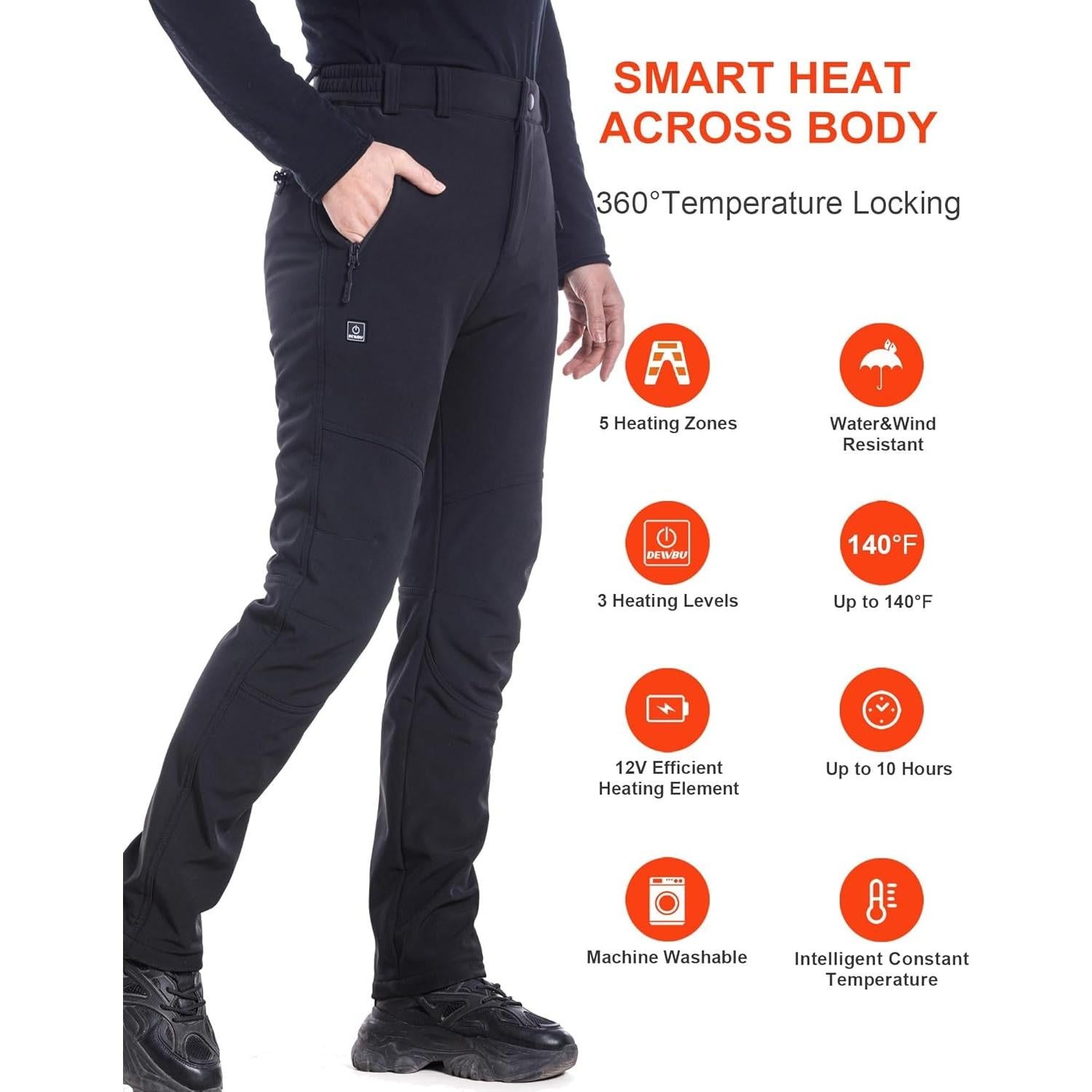 Pantalones Calentados DEWBU para Mujeres 12V Forro Polar