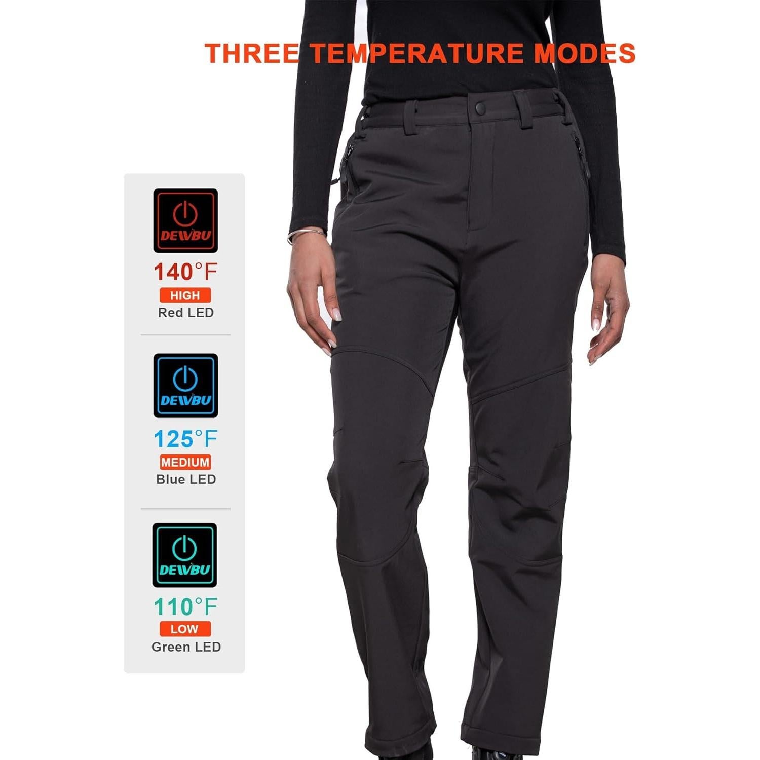 Pantalones Calentados DEWBU para Mujeres 12V Forro Polar