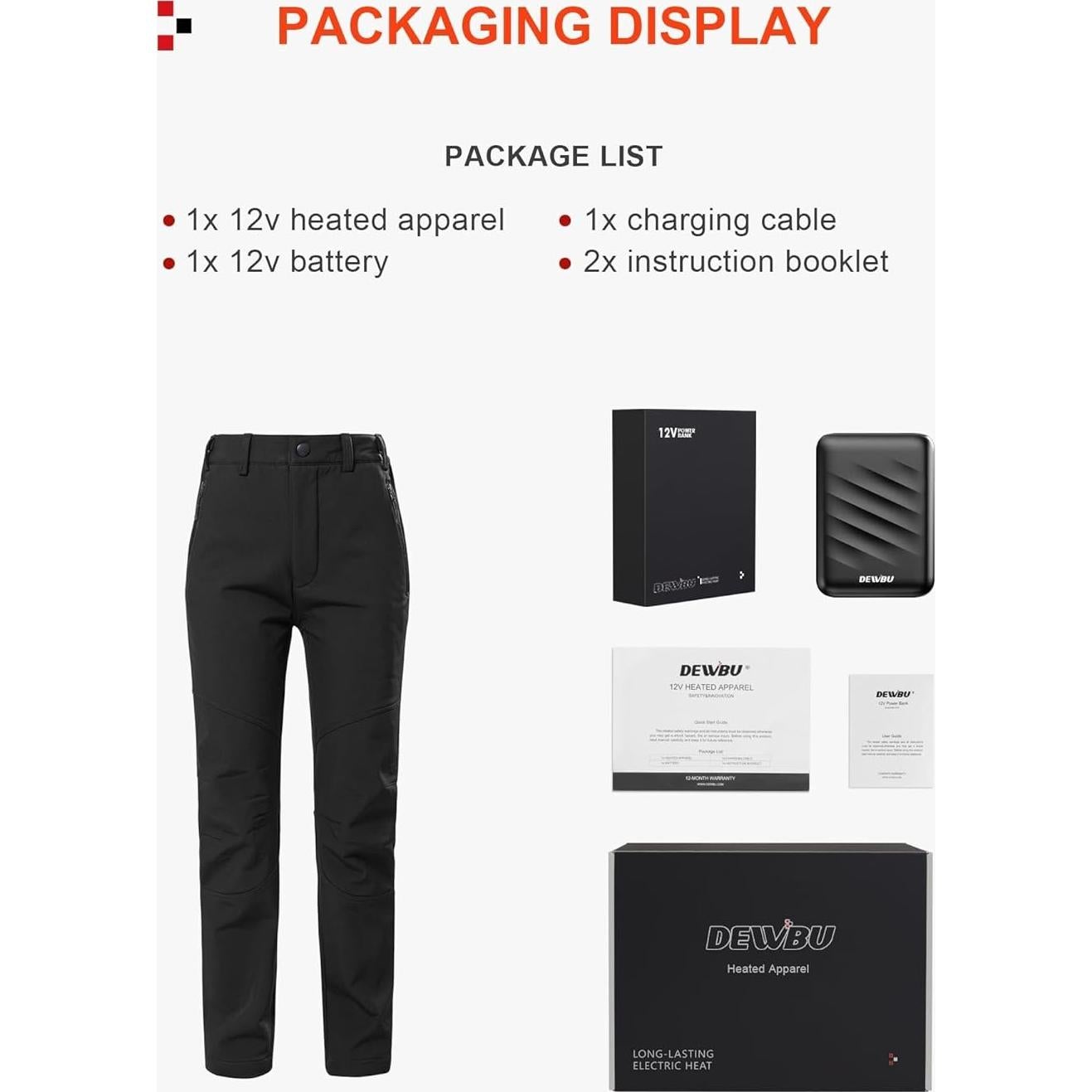 Pantalones Calentados DEWBU para Mujeres 12V Forro Polar