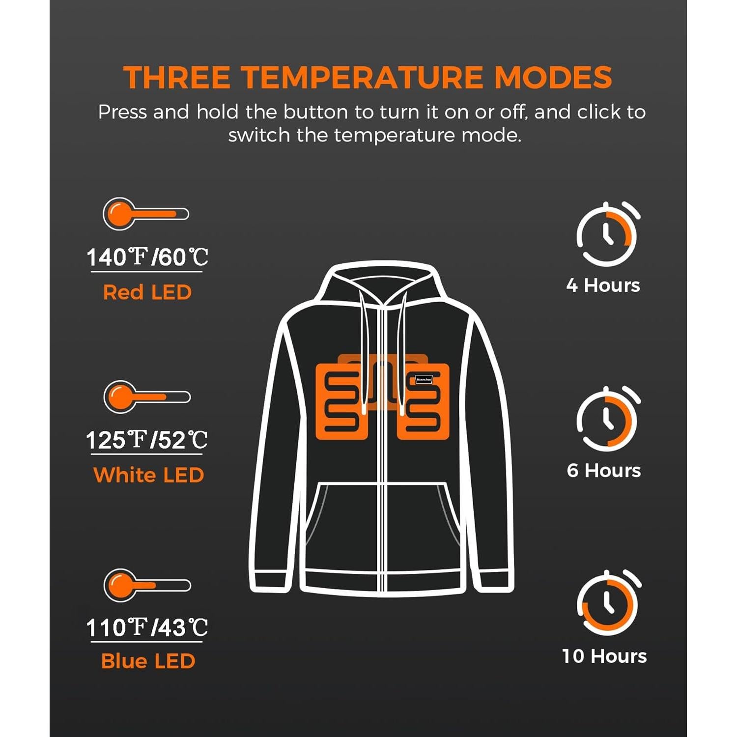 Sudadera Calentada HENNCHEE Unisex con Batería 10000mAh