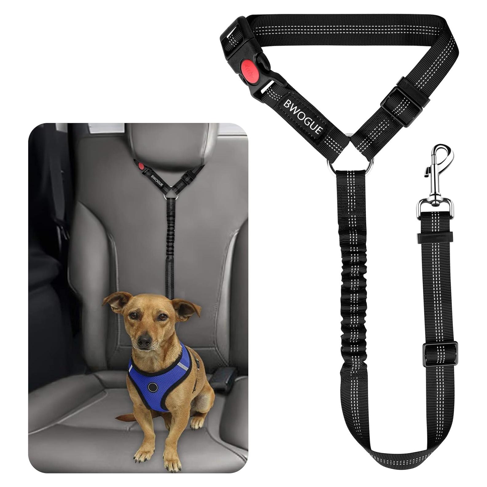 Cinturón de Seguridad para Mascotas BWOGUE Ajustable Negro