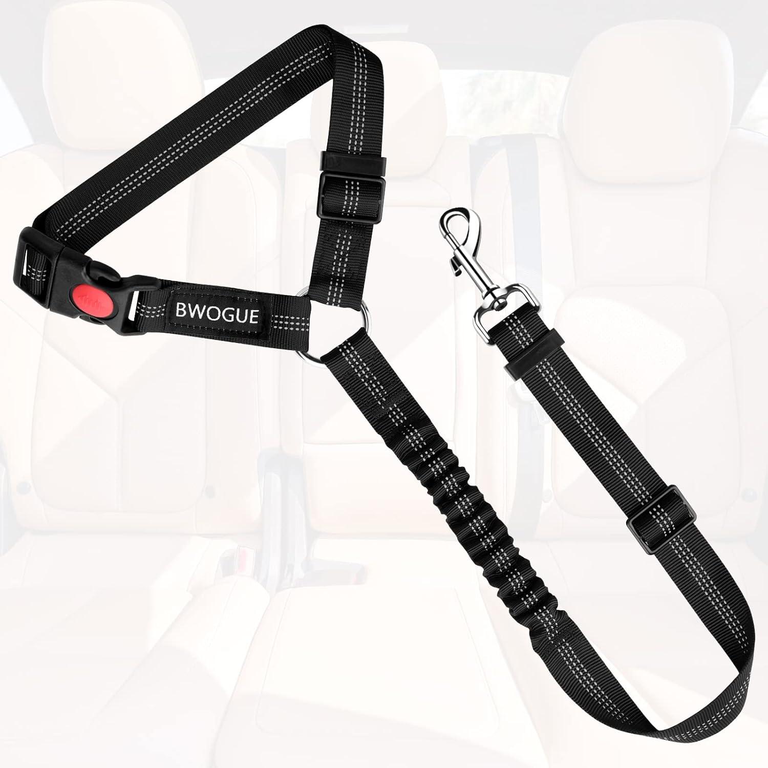 Cinturón de Seguridad para Mascotas BWOGUE Ajustable Negro