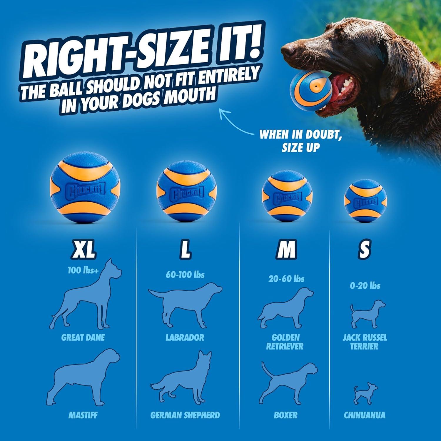 Pelota Chuckit! Ultra Squeaker XL para Perros - Flotante y Rebotadora - 8.89 cm