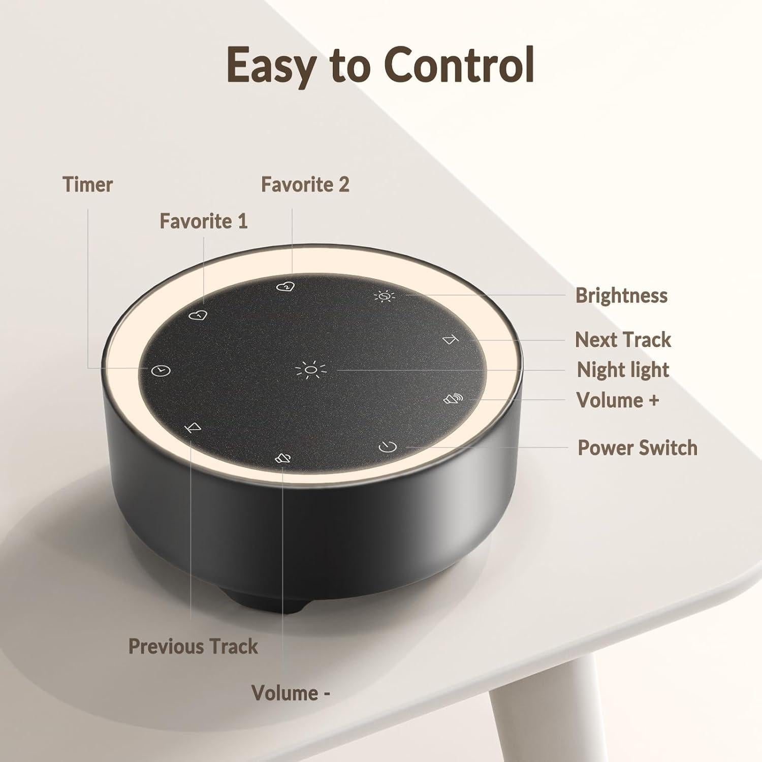 Máquina de Sonido y Luz Nocturna Kipcush Pequeña Negra