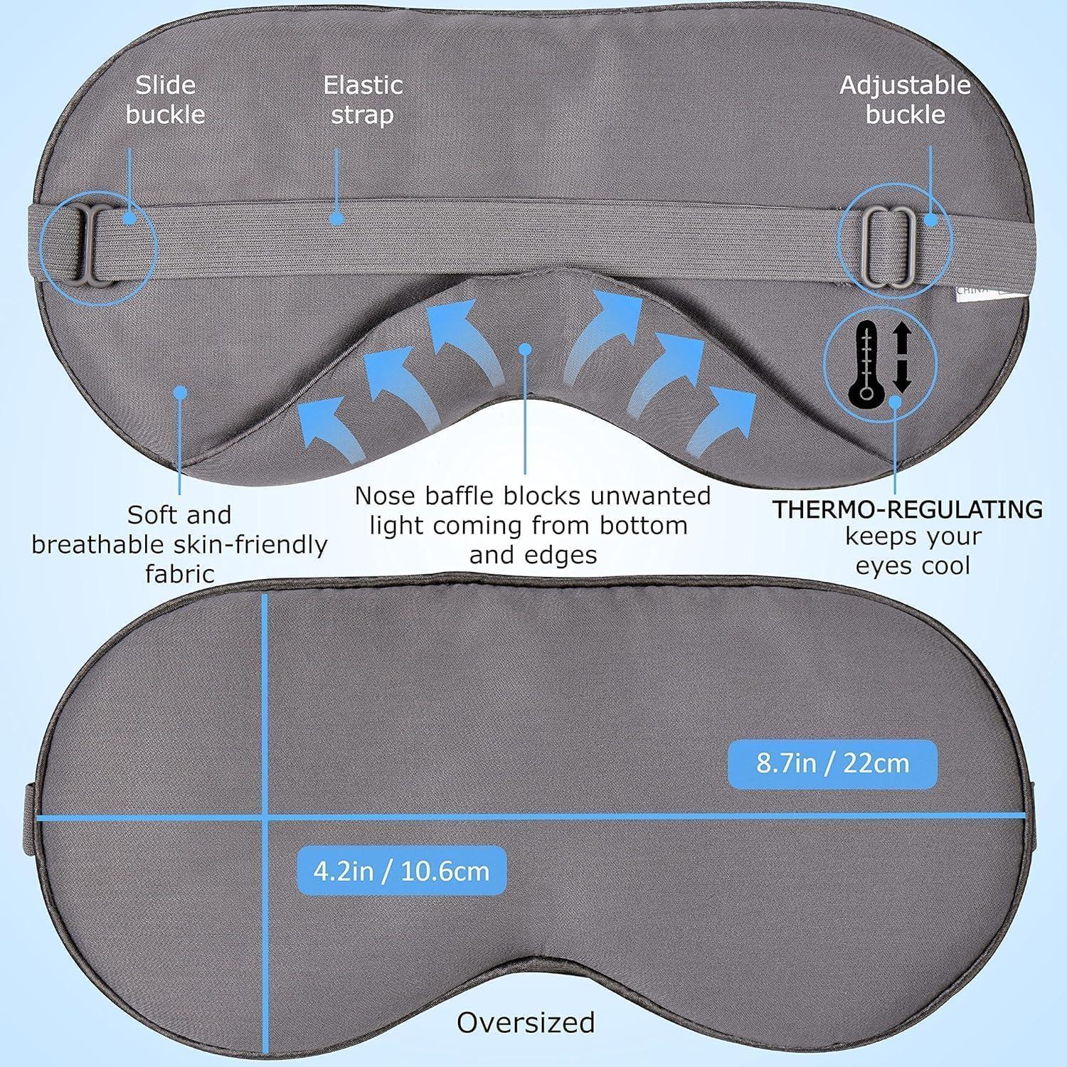 Máscara para dormir Seda Vegana Gris Oscuro 21.5x10.5cm