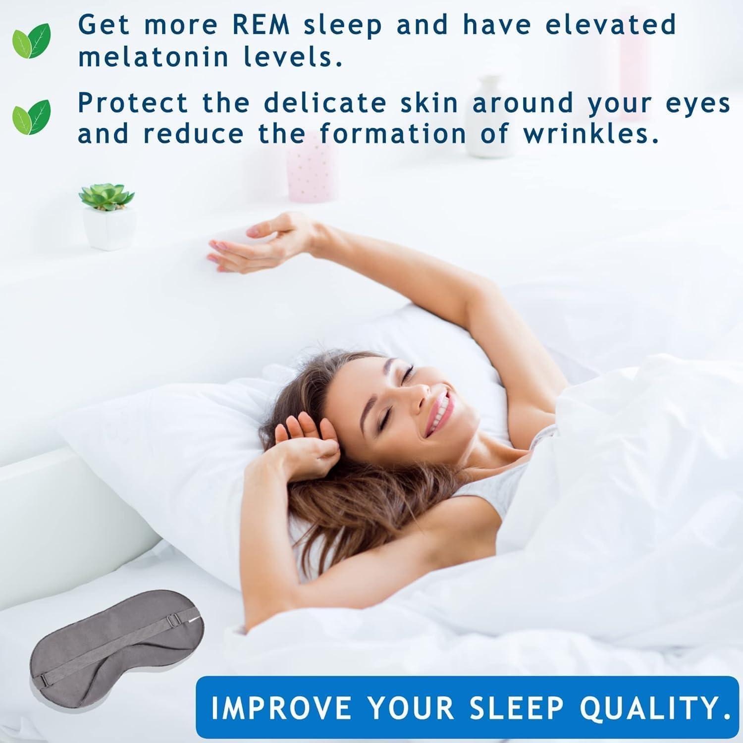 Máscara para dormir Seda Vegana Gris Oscuro 21.5x10.5cm