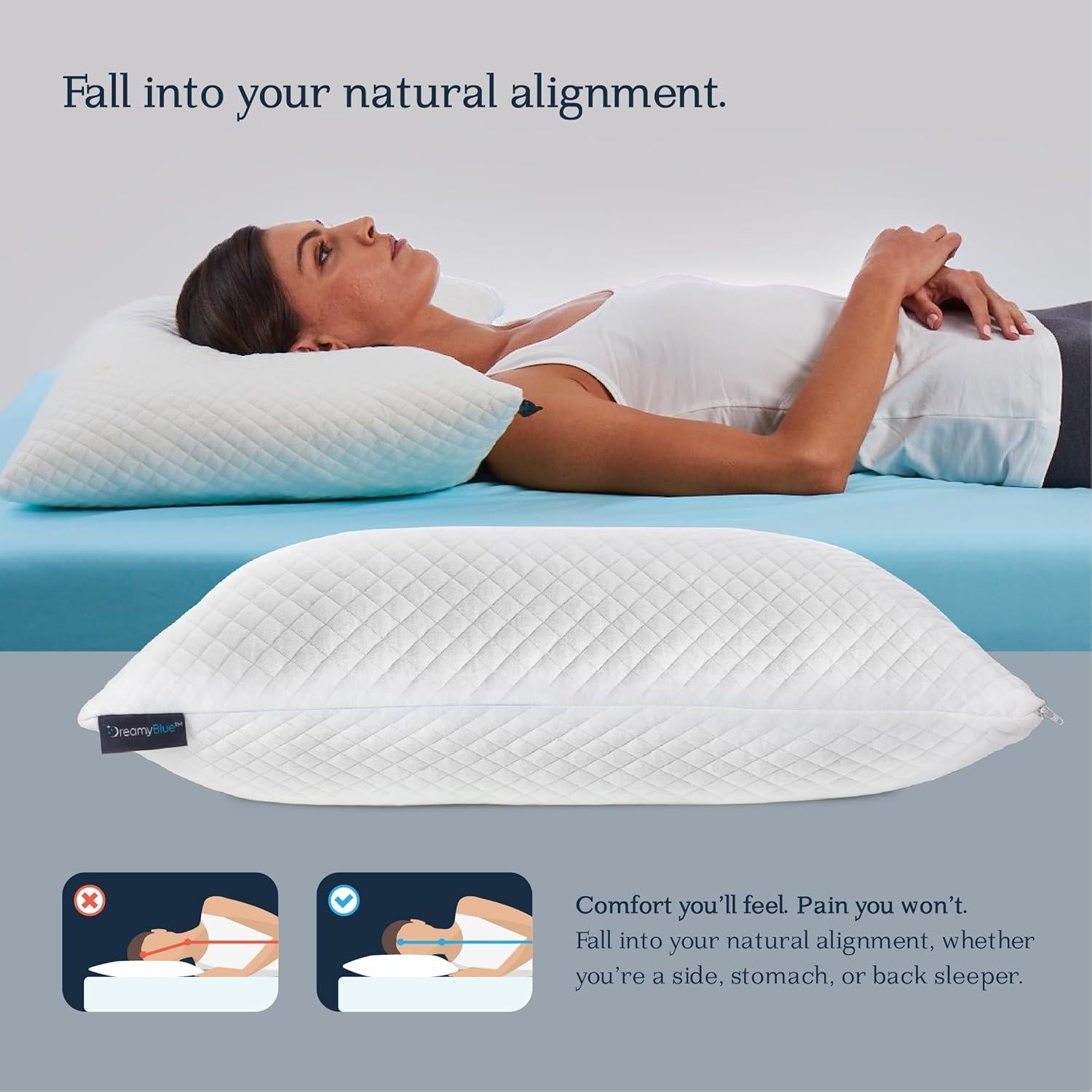 Almohada Ajustable DreamyBlue Reina Espuma Viscoelástica Hipoalergénica