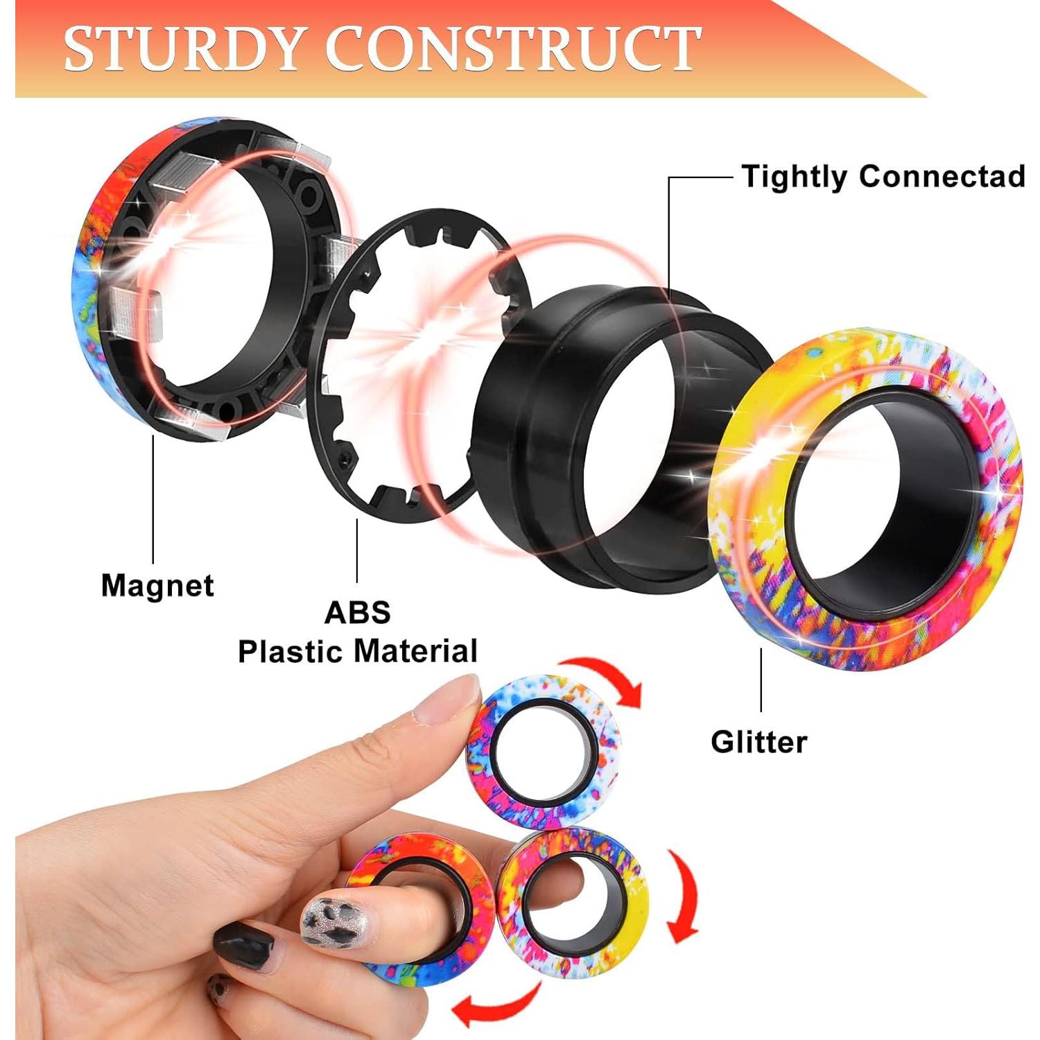 Juego de 3 Anillos Magnéticos Antiestrés Cevioce para TDAH