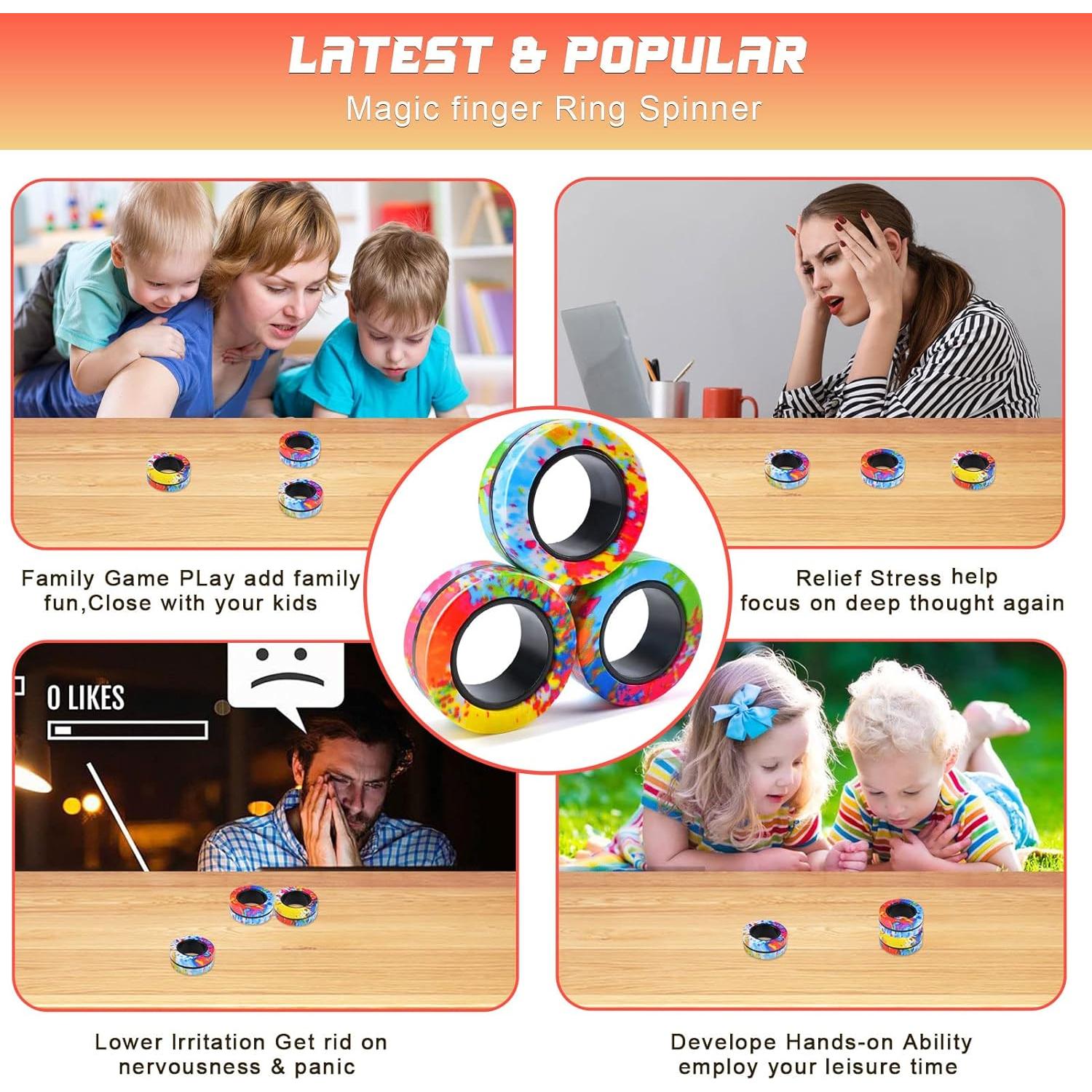 Juego de 3 Anillos Magnéticos Antiestrés Cevioce para TDAH