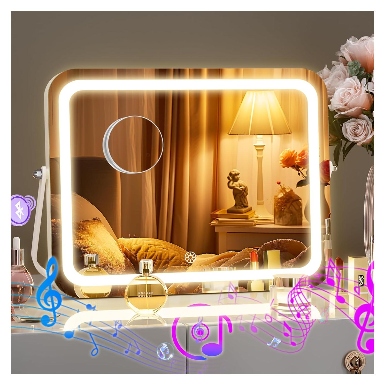 Espejo de Maquillaje LED Hasipu 35.56x25.4 cm con Altavoz Bluetooth