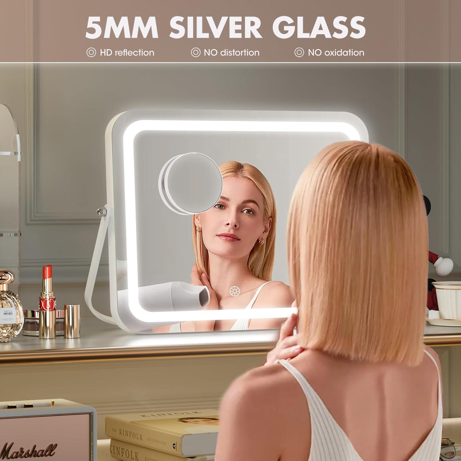 Espejo de Maquillaje LED Hasipu 35.56x25.4 cm con Altavoz Bluetooth