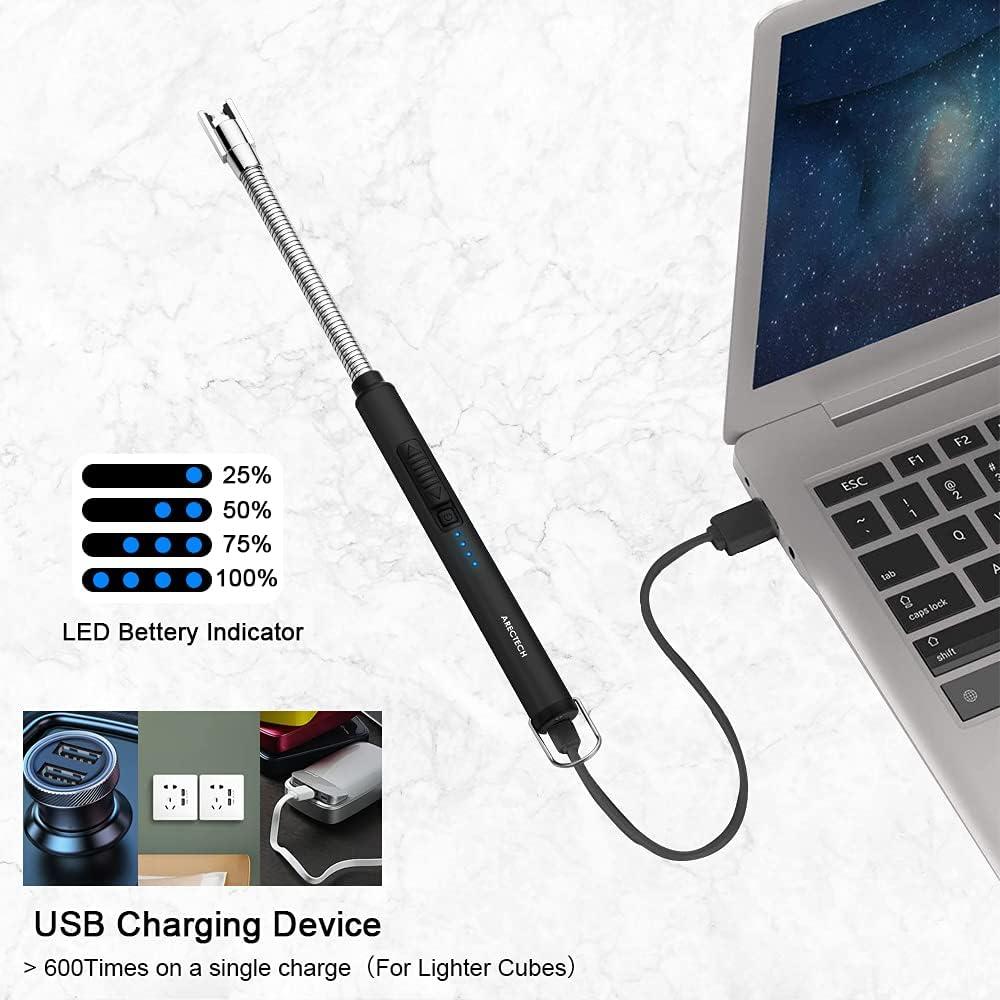 Encendedor Eléctrico Recargable ARECTECH Negro a Prueba de Viento