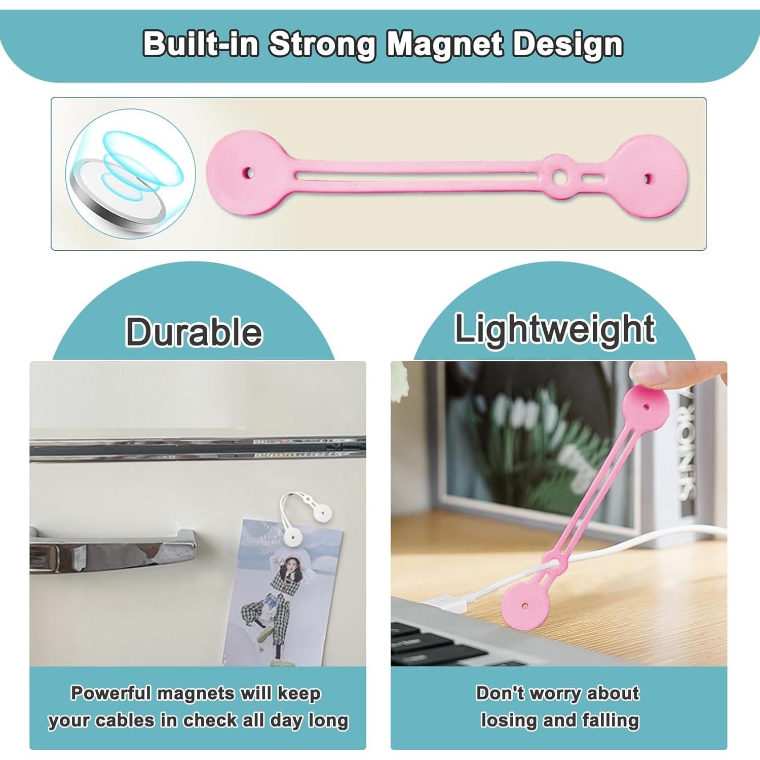 Correas Magnéticas de Silicona Xuuza para Organización de Cables - 10 Piezas