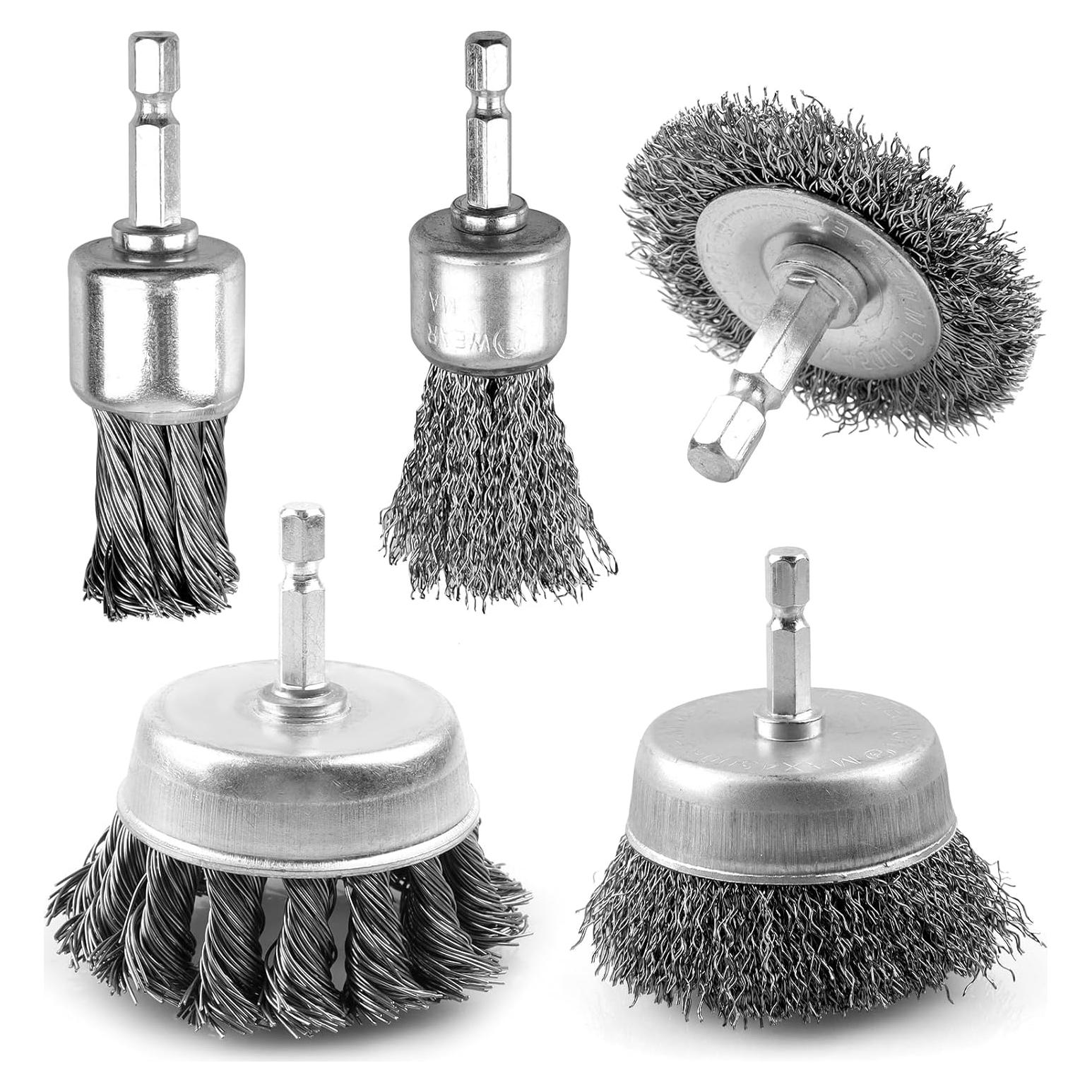 Juego de 5 Accesorios de Cepillo de Alambre WENHUALI 6.35mm
