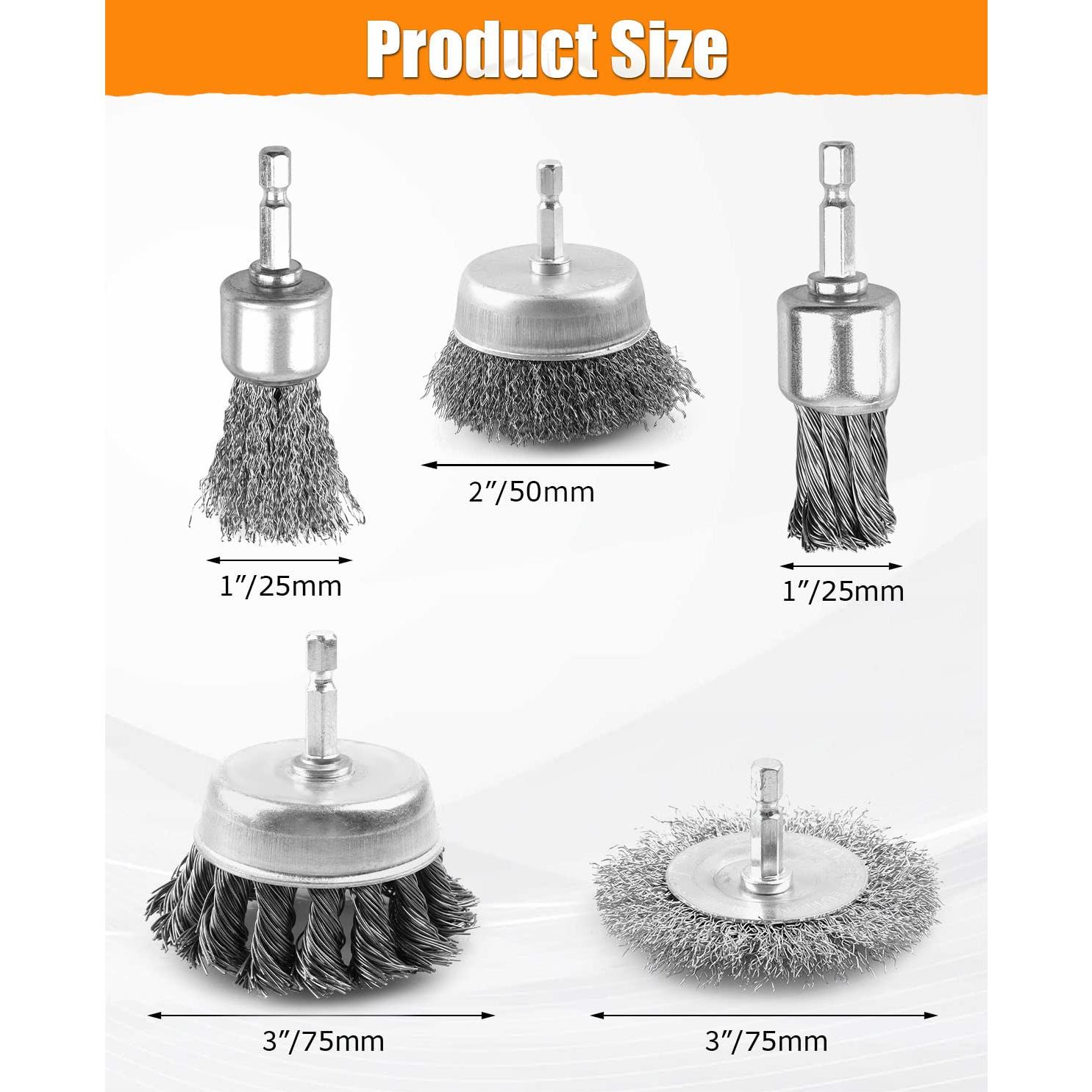 Juego de 5 Accesorios de Cepillo de Alambre WENHUALI 6.35mm