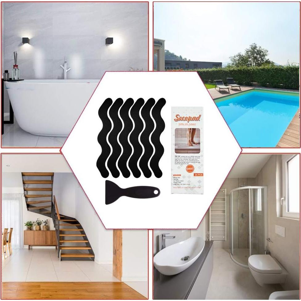 Pegatinas Antideslizantes Secopad 24 Piezas para Ducha y Baño