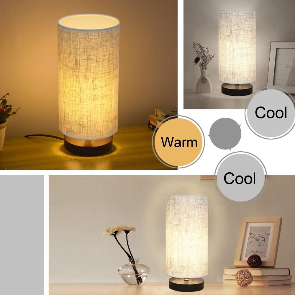 Lámpara de Mesa Lifeholder TD-01 Beige Tela y Madera 27.5 cm