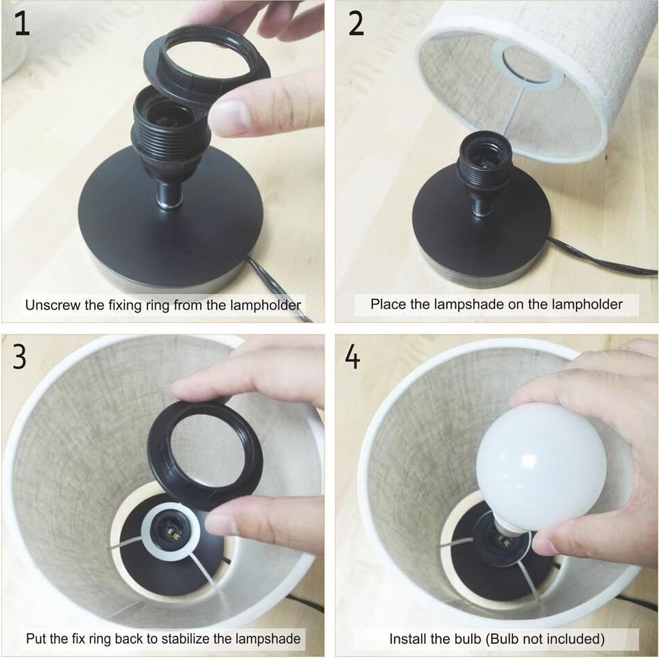 Lámpara de Mesa Lifeholder TD-01 Beige Tela y Madera 27.5 cm