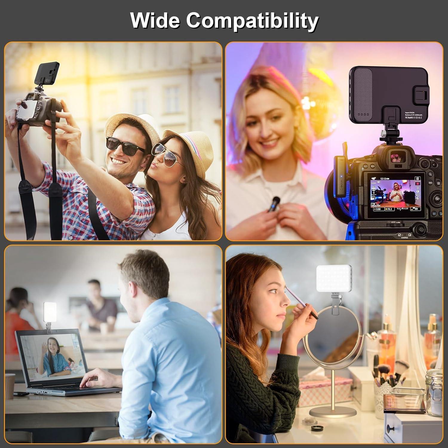 Hagibis Luz LED Portátil para Cámara - 60 LEDs, Batería 2200mAh