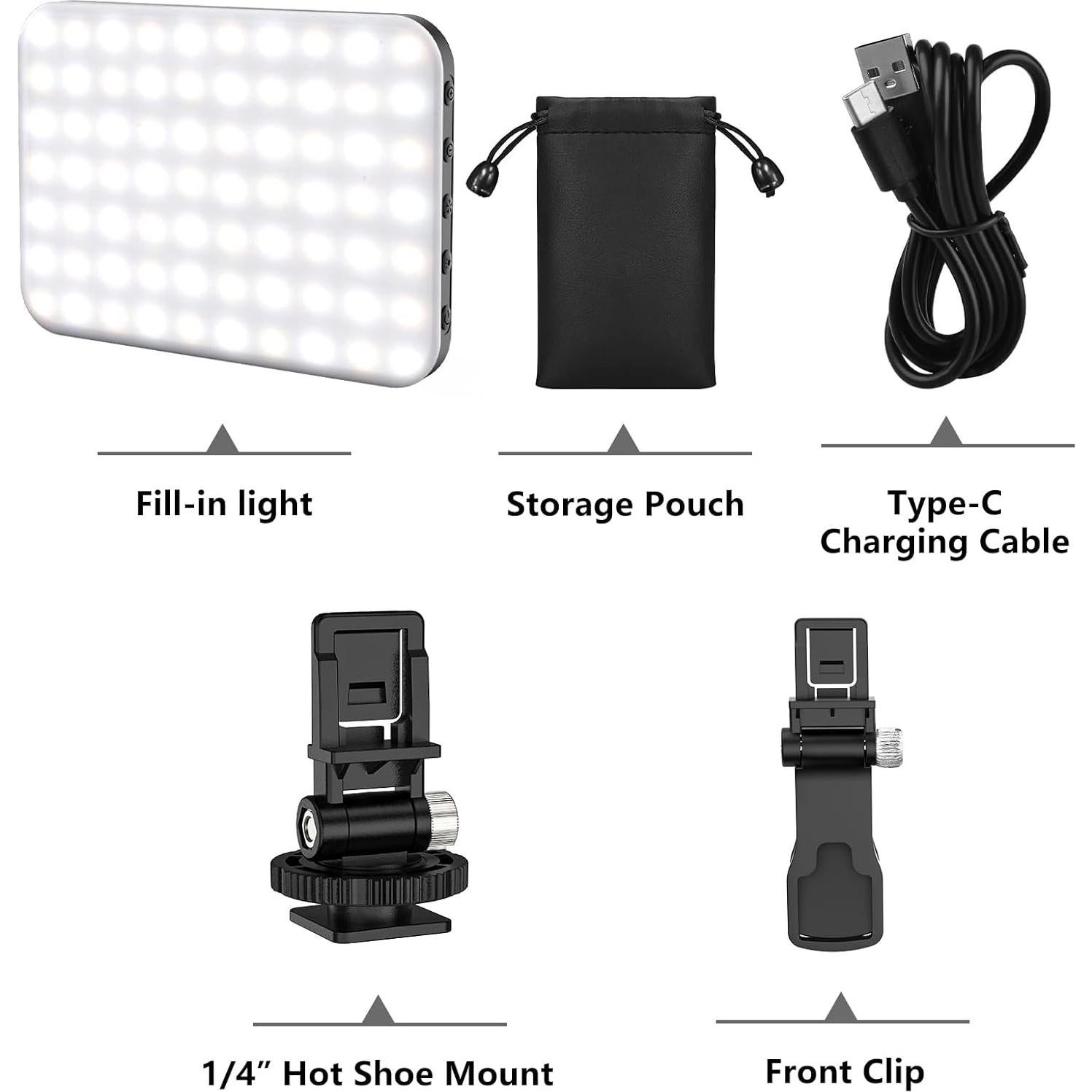 Hagibis Luz LED Portátil para Cámara - 60 LEDs, Batería 2200mAh