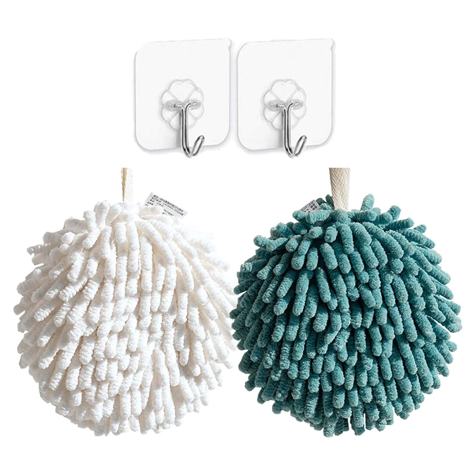 Set de 2 Toallas de Mano Microfibra WEIWODUZUN Blancas y Azules