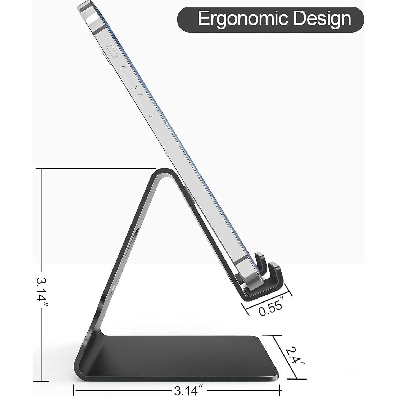 Soporte para Teléfono Celular TOPGO - Aluminio Negro, 2 Piezas